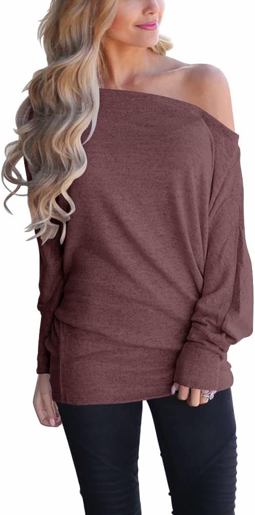 INFITTY Women's Tops, Special Off Shoulder Casual Loose Batwing Sleeve Shirts, I...