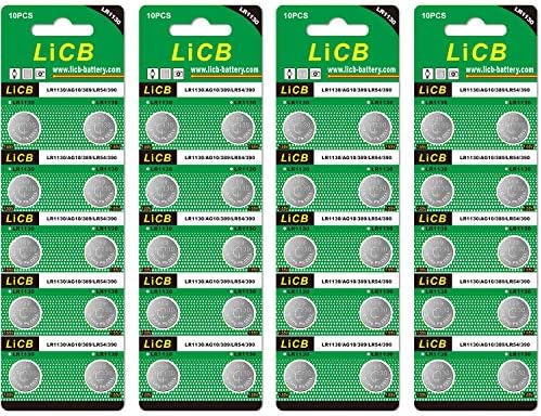 LiCB 40 Pack LR1130 AG10 Batteries 1.5V Alkaline Button Cell Battery 40 Count (P...