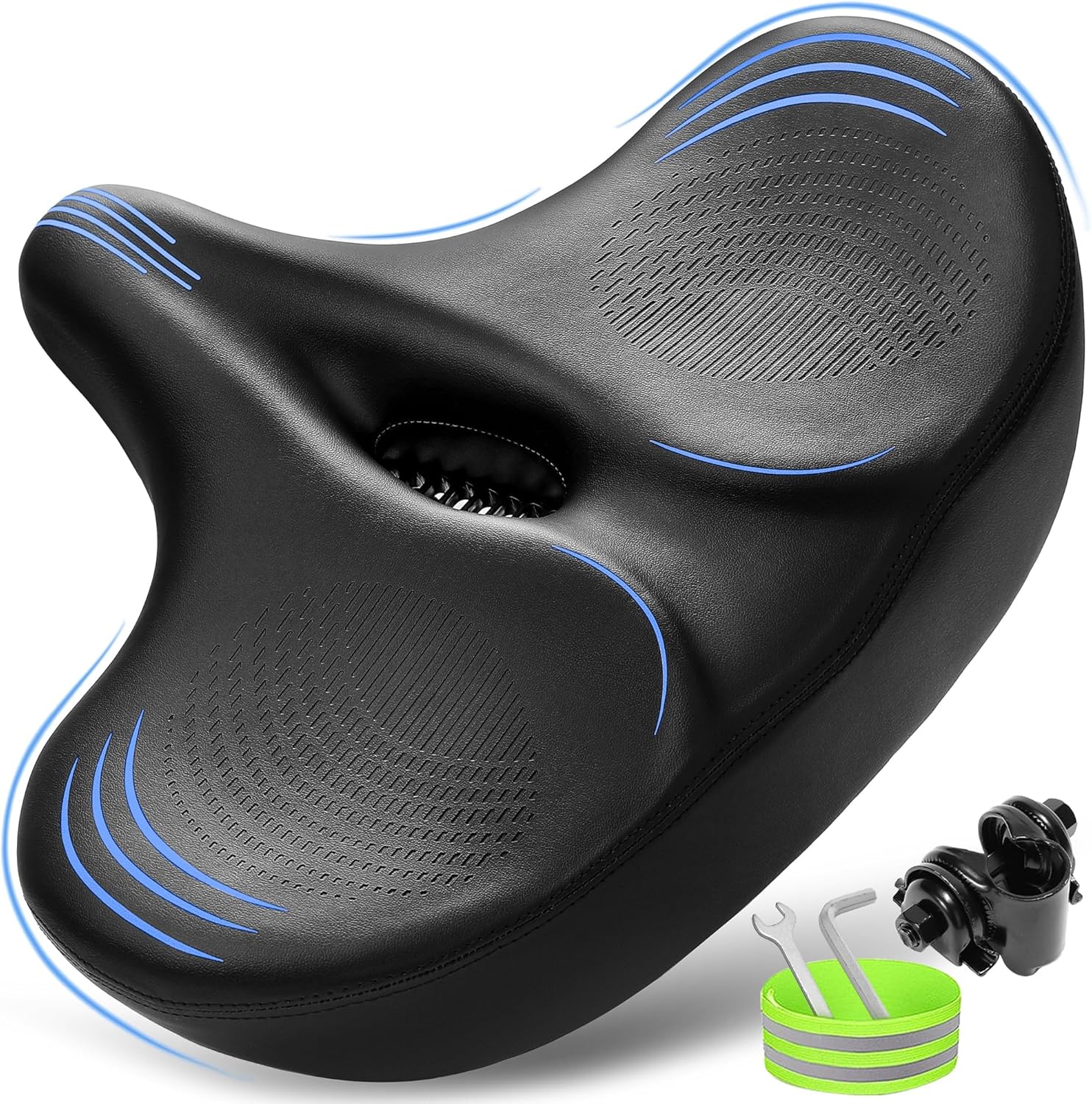 Extra Wide Bike Seat for Men & Women Comfort, Oversized Bicycle Seat Cushion, La...