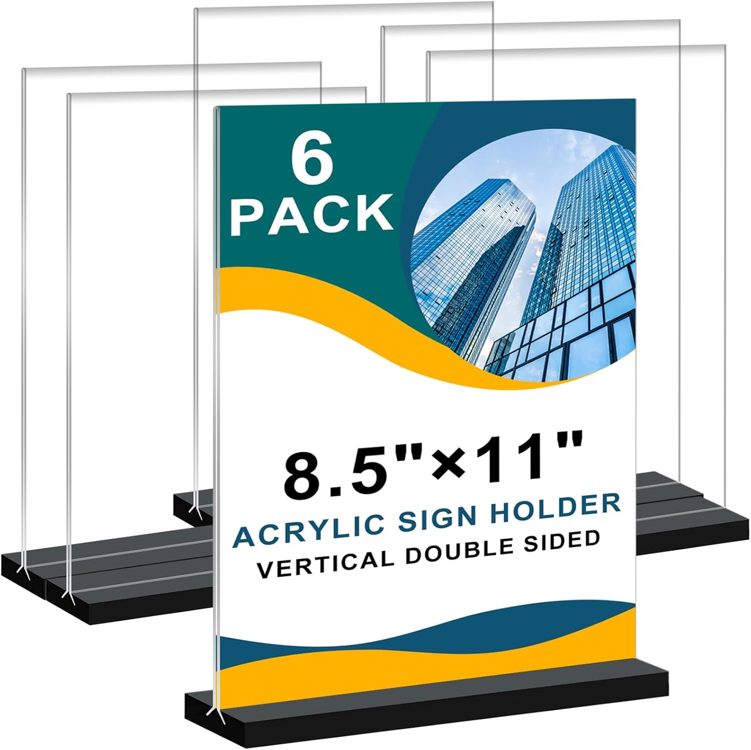 6Pack Acrylic Sign Holder 8.5x11 Vertical ,Clear Sign Holder Double-Sided ,Plast...