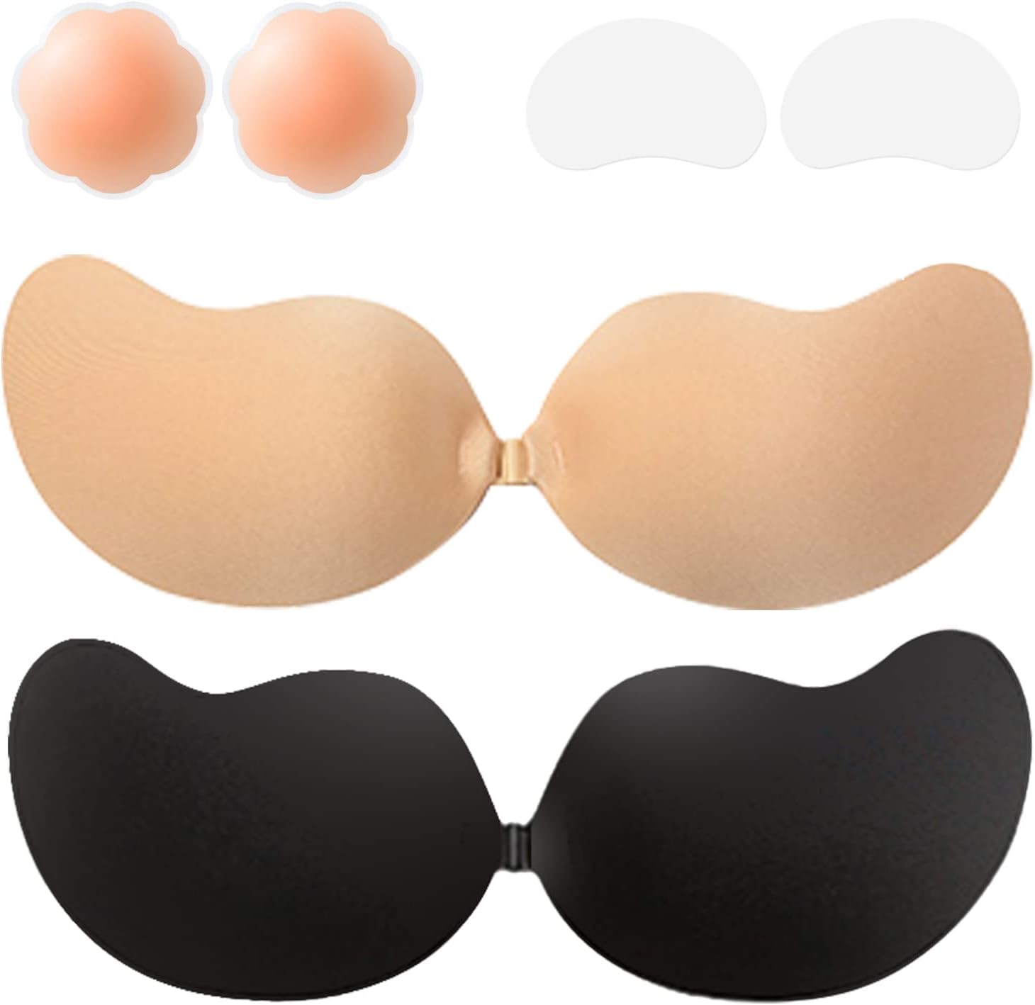 Sticky Bra Adhesive Push Up Invisible Strapless Bras for Women 2 Pairs Reusable...