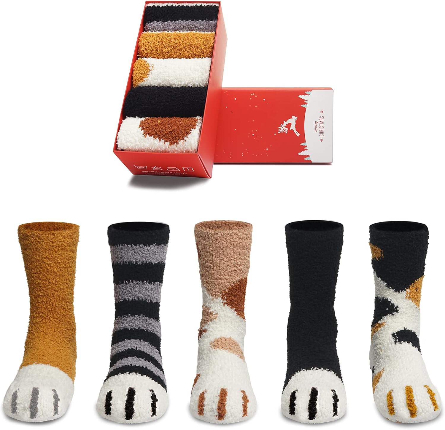 SISOSOCK Fuzzy Socks for Women Cute Cat Paw Socks Women Winter Fluffy Cozy Slipp...
