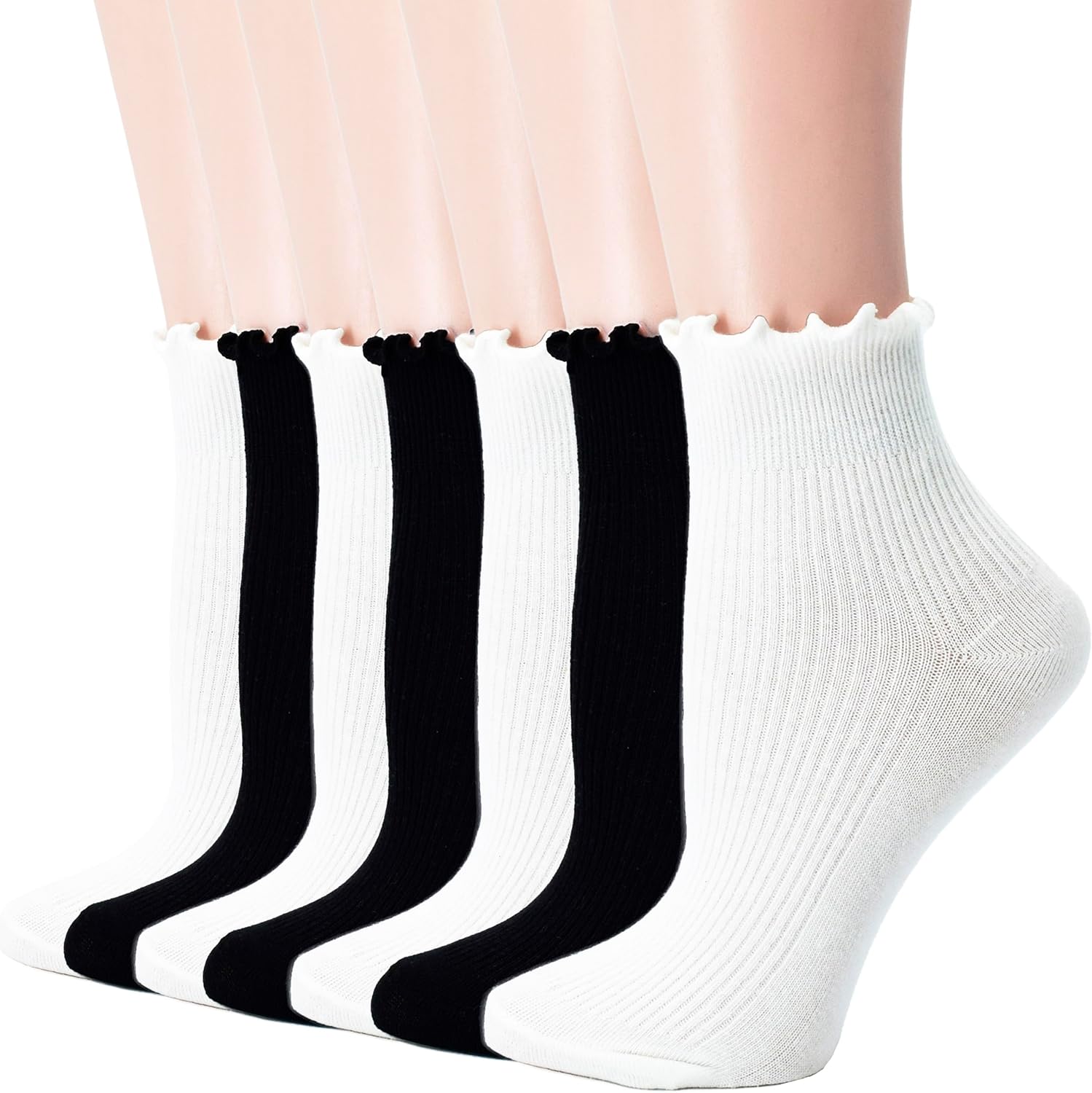 Women's Trim Ruffle Frilly Turn Cuff Socks Cute Vintage Dress Socks Crew Ankle B...