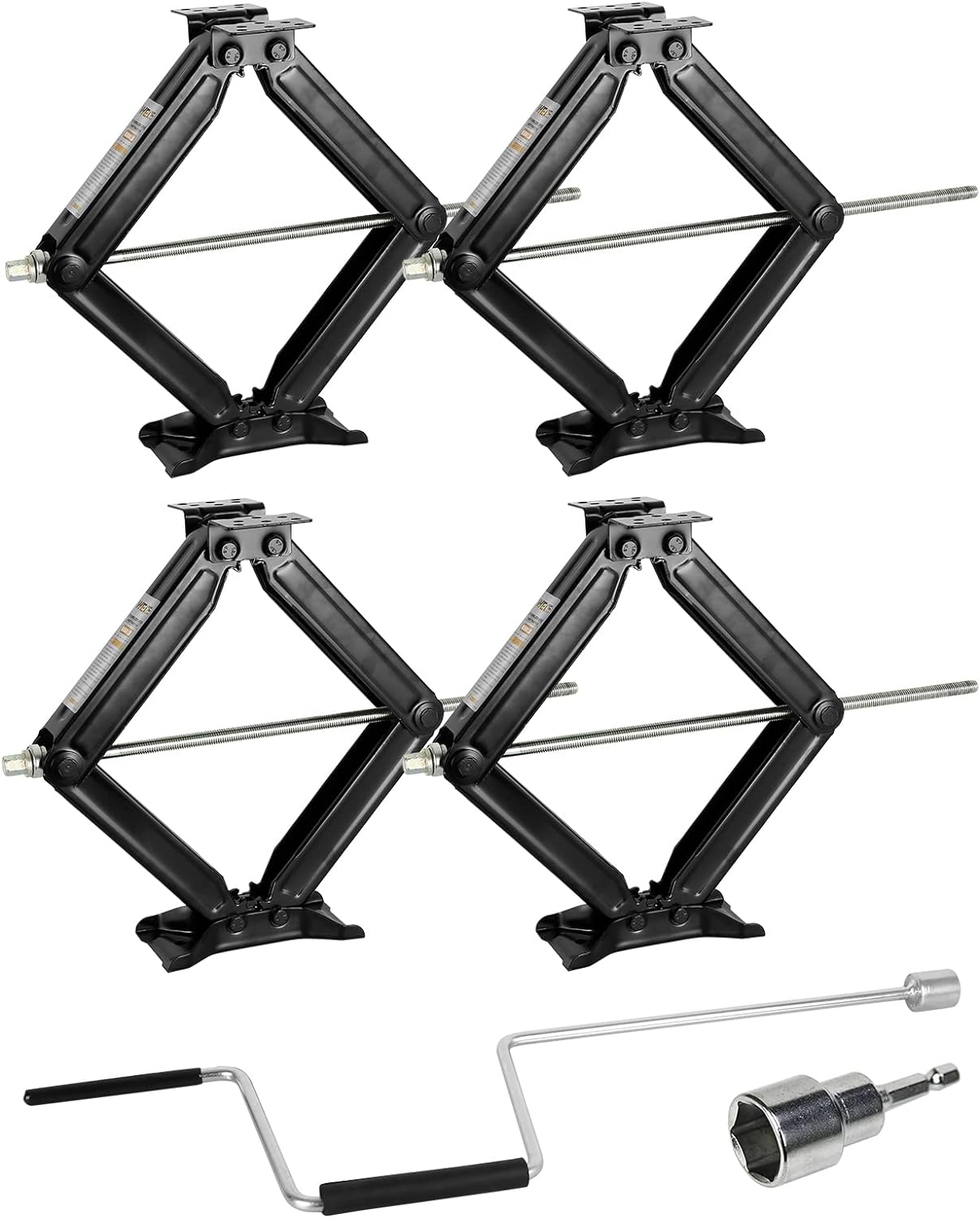 WEIZE Set of 4 Camper RV Trailer Stabilizer Leveling Scissor Jacks with Handle 2...