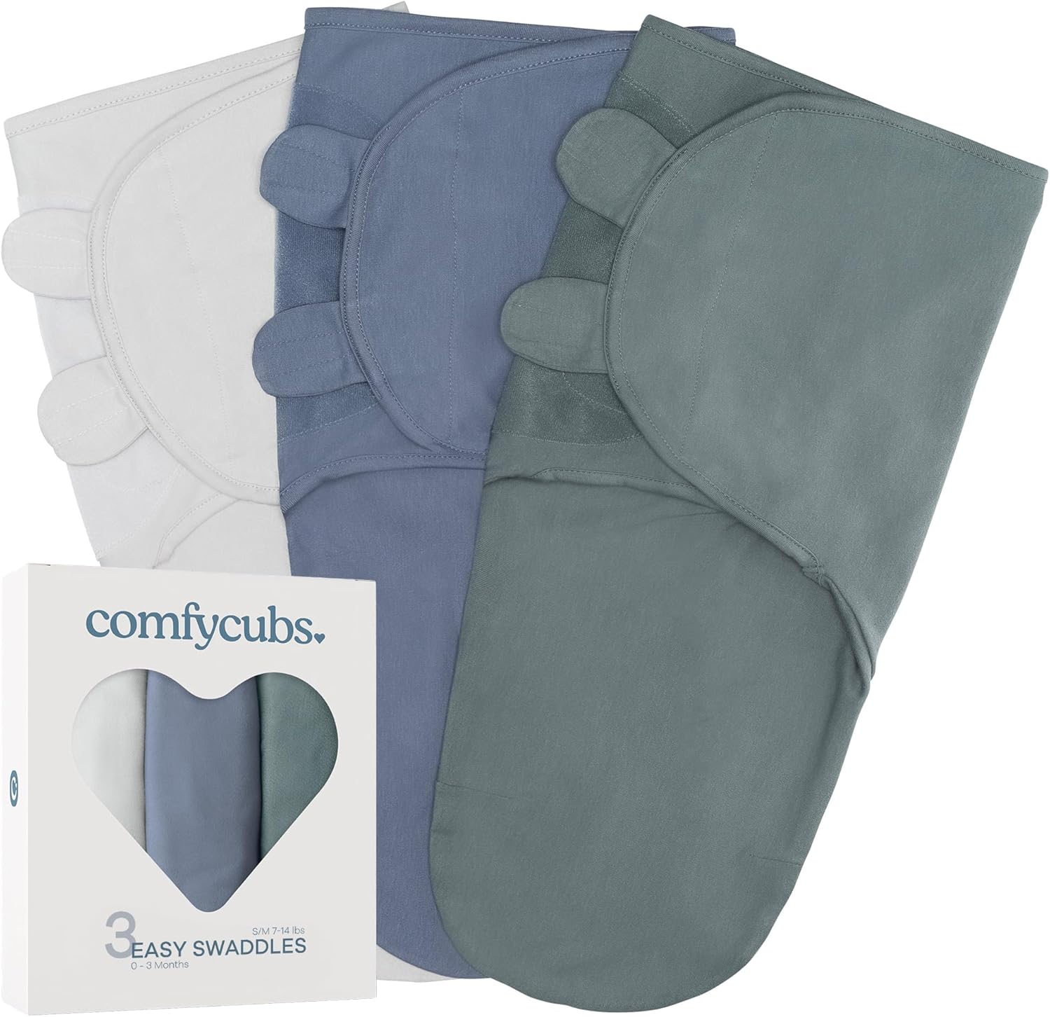 Comfy Cubs Baby Swaddle Blanket, Special Adjustable 3 Pack Infant Sleep Sack Wra...
