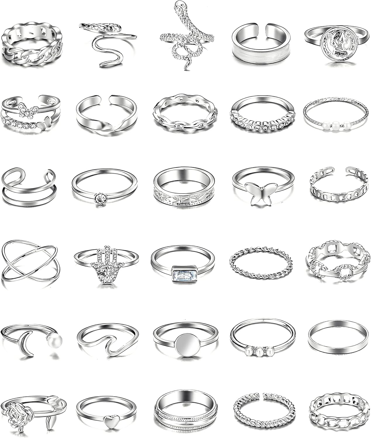 iF YOU 30 Pcs Gold Rings Set, Special Jewelry for Women, Unique Boho Stackable M...