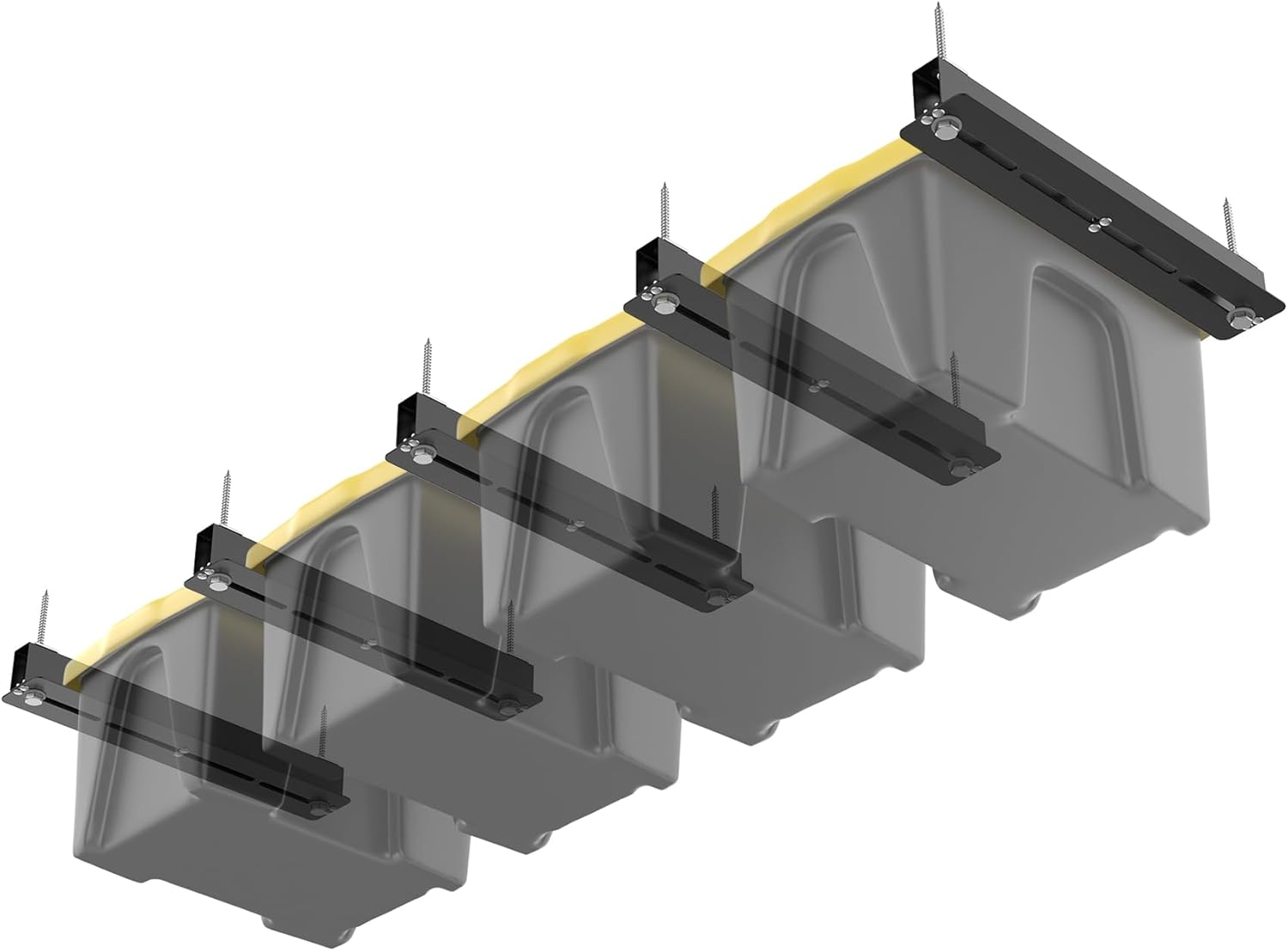 TORACK Garage 16" Studs Ceiling Bin Storage Rack, Overhead Tote Storage Rail Sys...