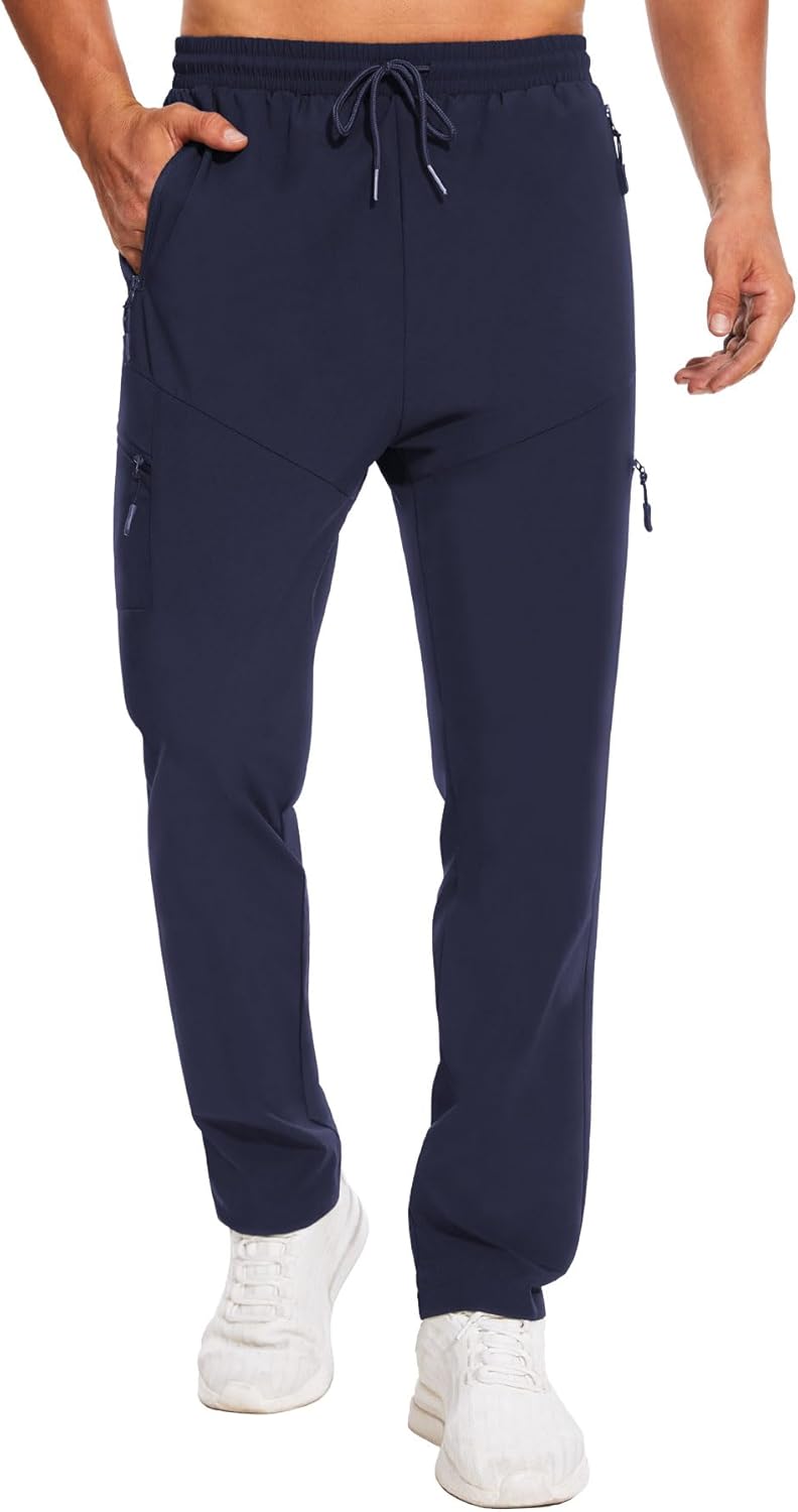 YUTYTH Men’s Joggers Quick Dry Tracksuit Bottoms Zip Pockets Running Trousers El...