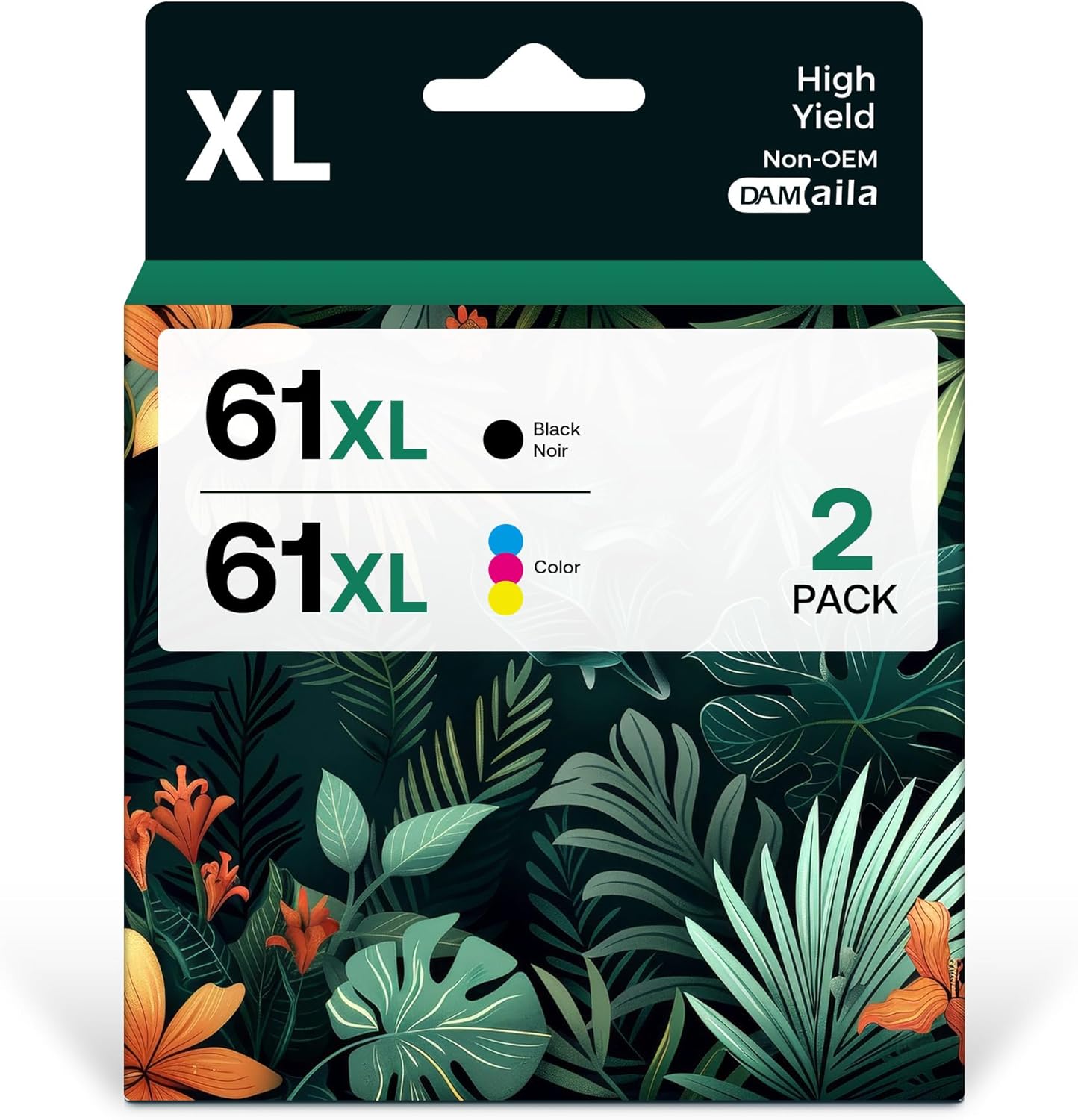61XL Ink Cartridge Black and Color Replacement for HP Ink 61XL Work with HP61 En...
