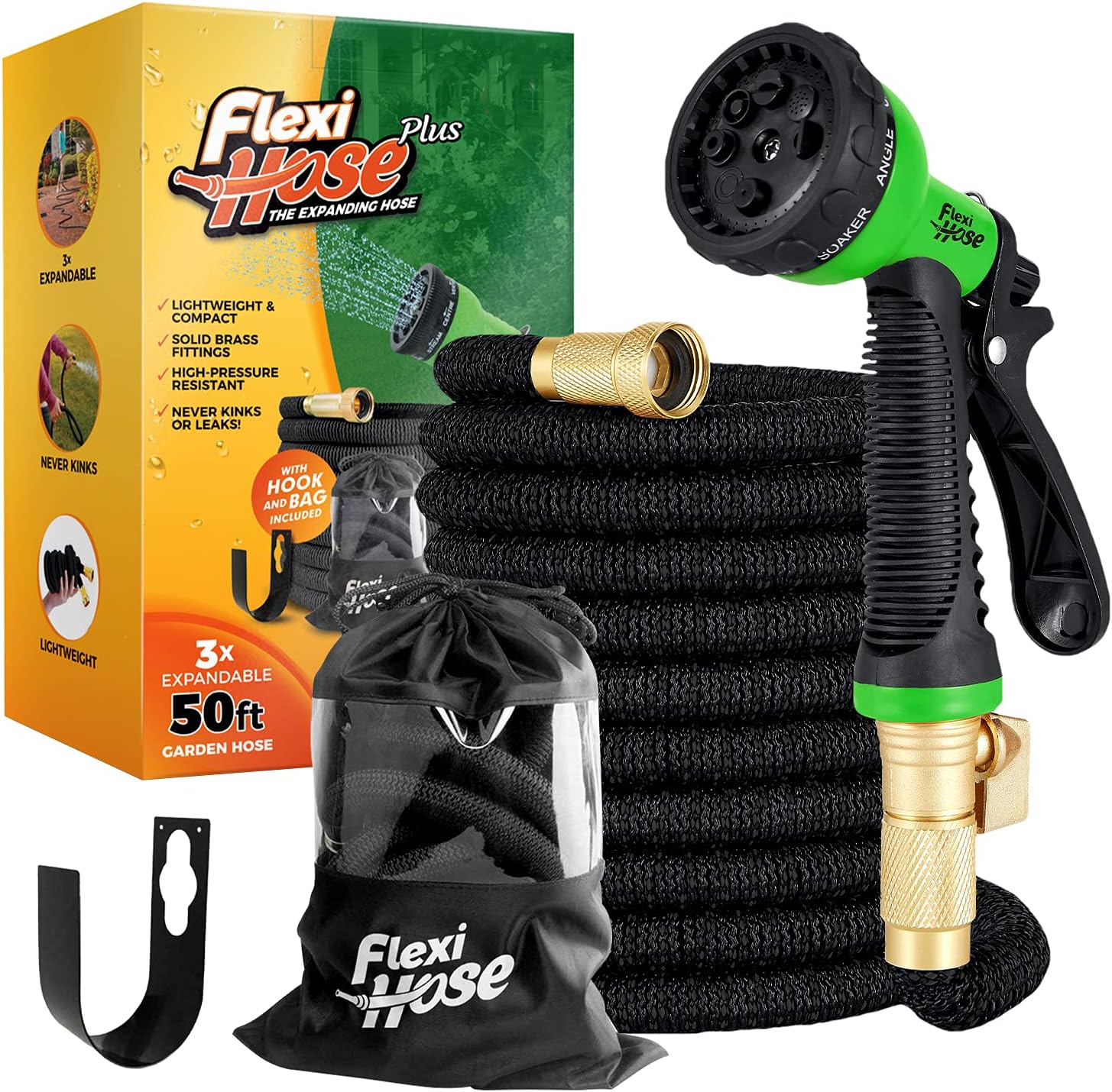 Flexi Hose Expandable Garden Hose - 50FT Heavy Duty Water Hose, Retractable Hose...
