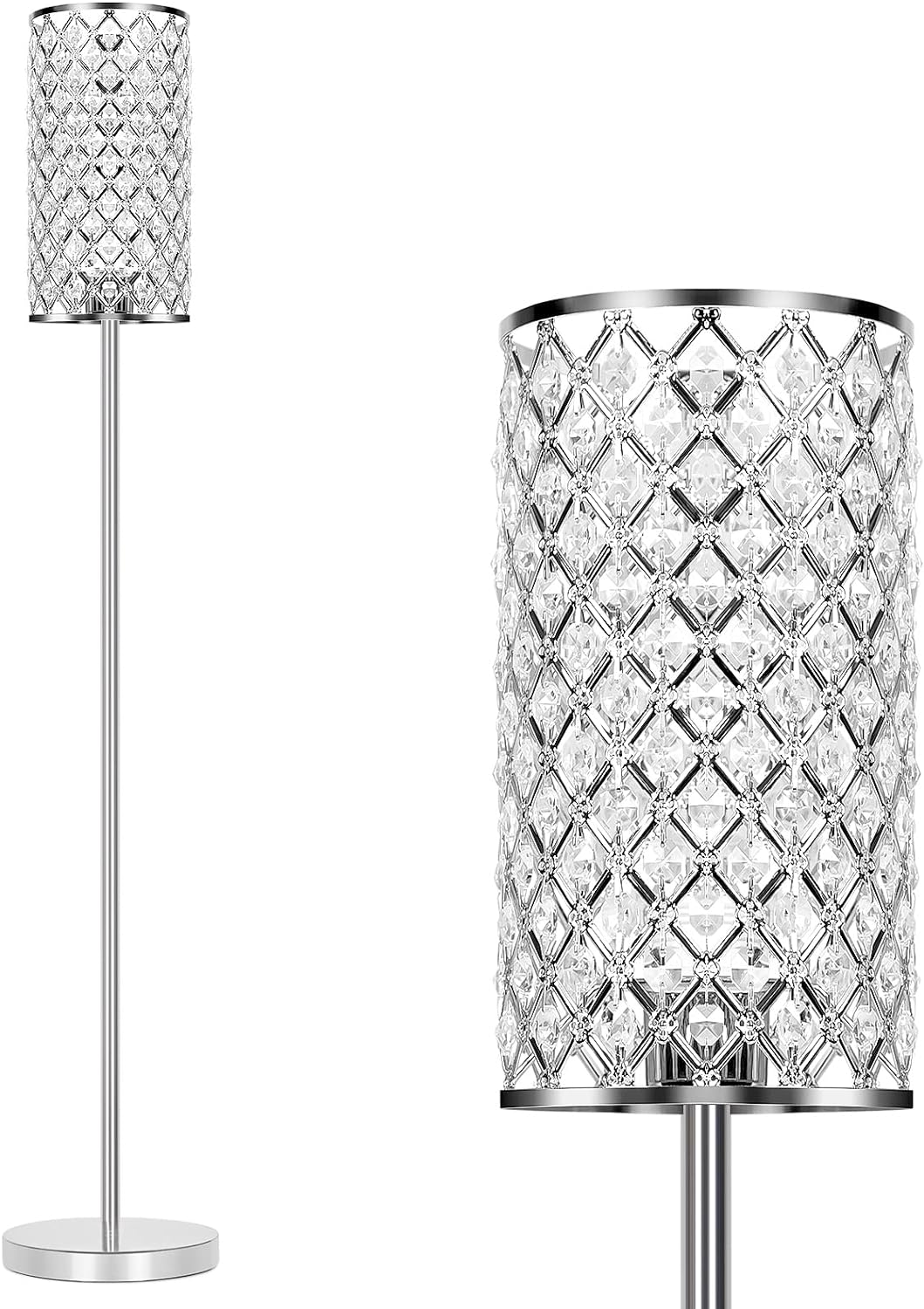 Crystal Floor Lamp, Modern Standing Lamp with Eleg...