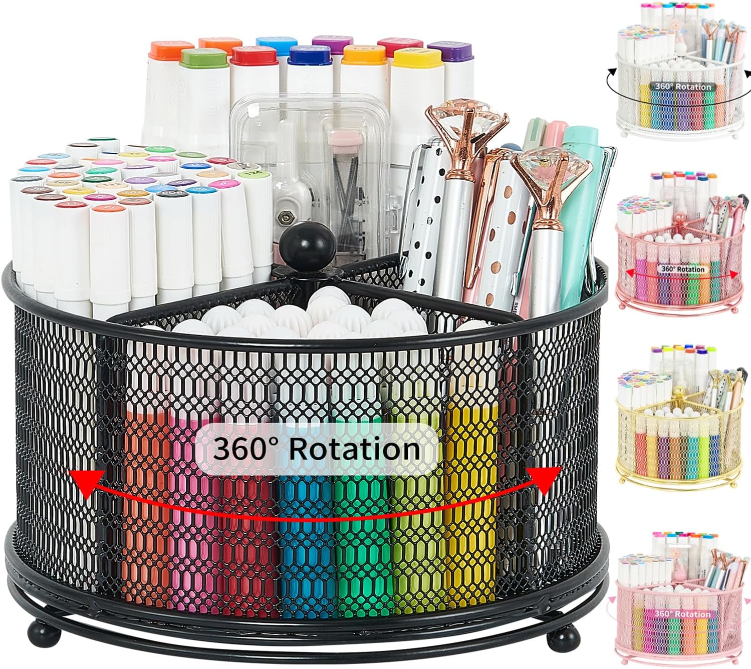 Youbetia 360-Degree Rotate Pencil Holder, Office Desk Organization Art Supply St...