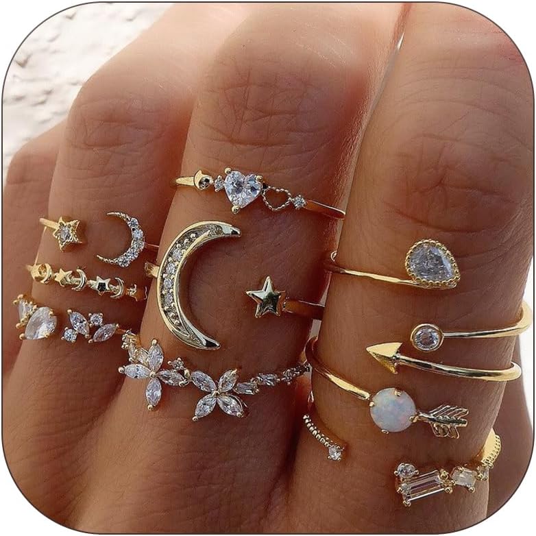 Gold Rings for Women Stackable Rings for Teen Girl Gifts Trendy Stuff Simple Sta...