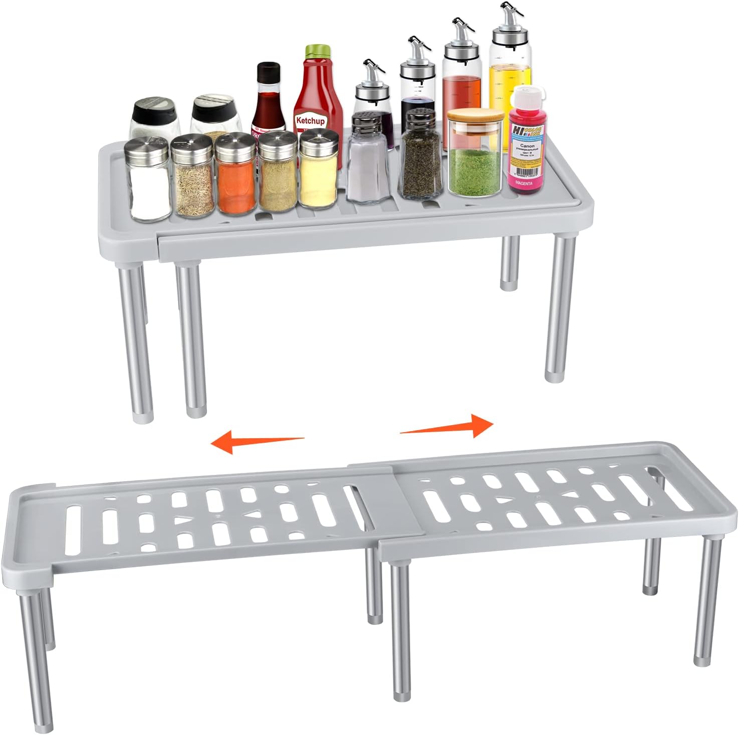 Expandable Cabinet Organizer Shelf, Kitchen Cupboard Organizer, Countertop Finis...