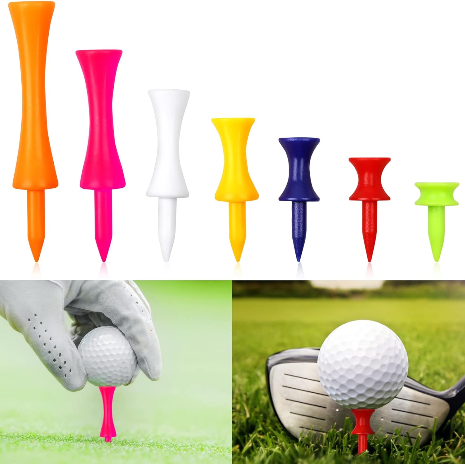 Golf Tees Plastic, 70 Pcs Mixed Sizes Castle Golf Tees, Durable Winter Golf Tees...