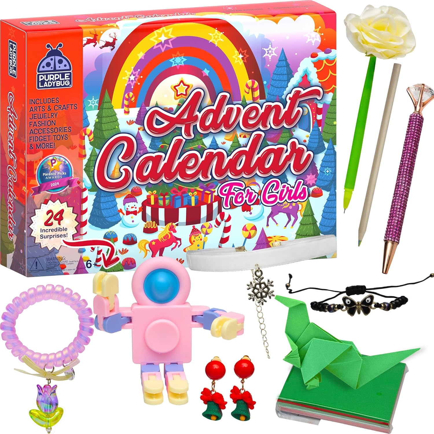 PURPLE LADYBUG Girls Advent Calendar 2024 with 24 Unique Gifts - Toys, Jewellery...