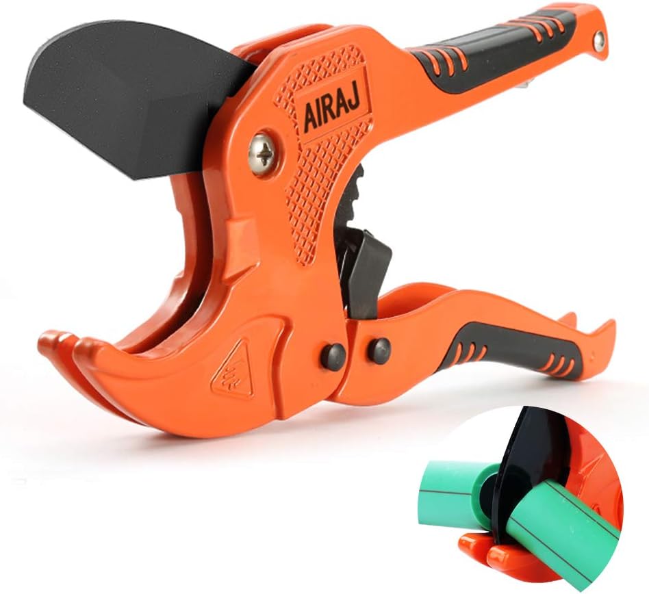 AIRAJ Plastic Pipe Cutter, PVC Cutter Ratchet Type Pipe Cutter,for Cutting Outer...