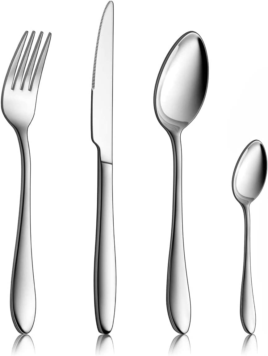 HaWare 32-Piece Cutlery Flatware Set, 100% Durable Stainless Steel Utensils with...