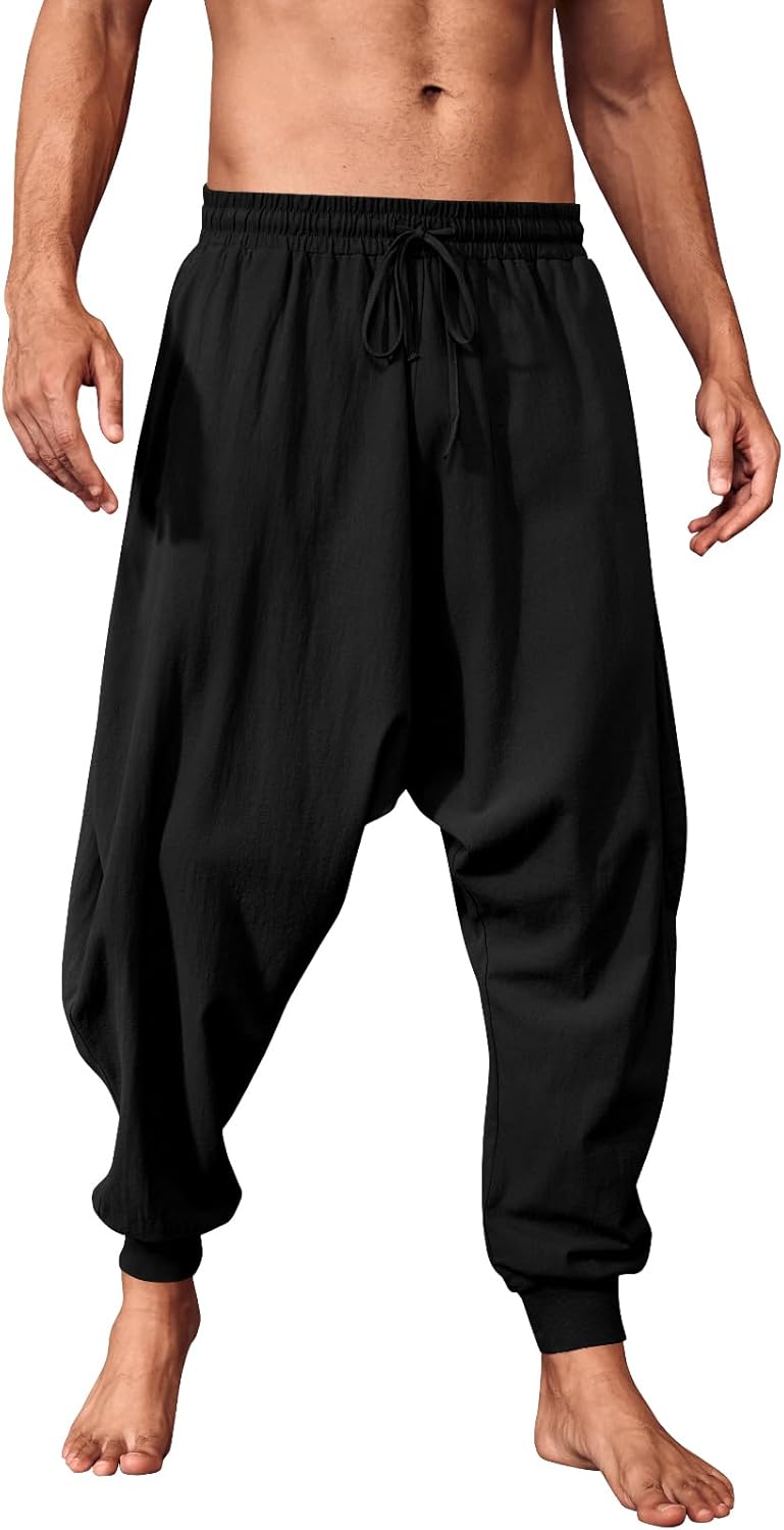 PASLTER Mens Pirate Pants Medieval Viking Costume Trousers Renaissance Halloween...