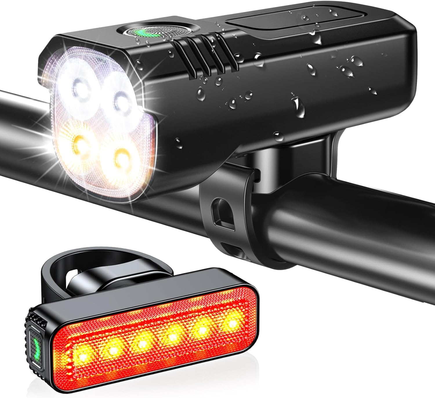 Babacom Bike Lights Front And Back, 1300 Lumen Super Bright Bicycle Lights [8+6...