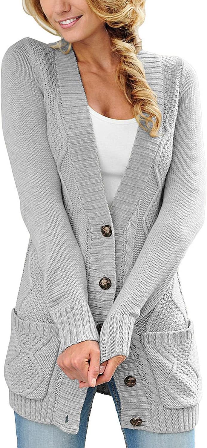 Sidefeel Women's Open Front Cardigan, Special Sweaters Casual Button Down Knitte...
