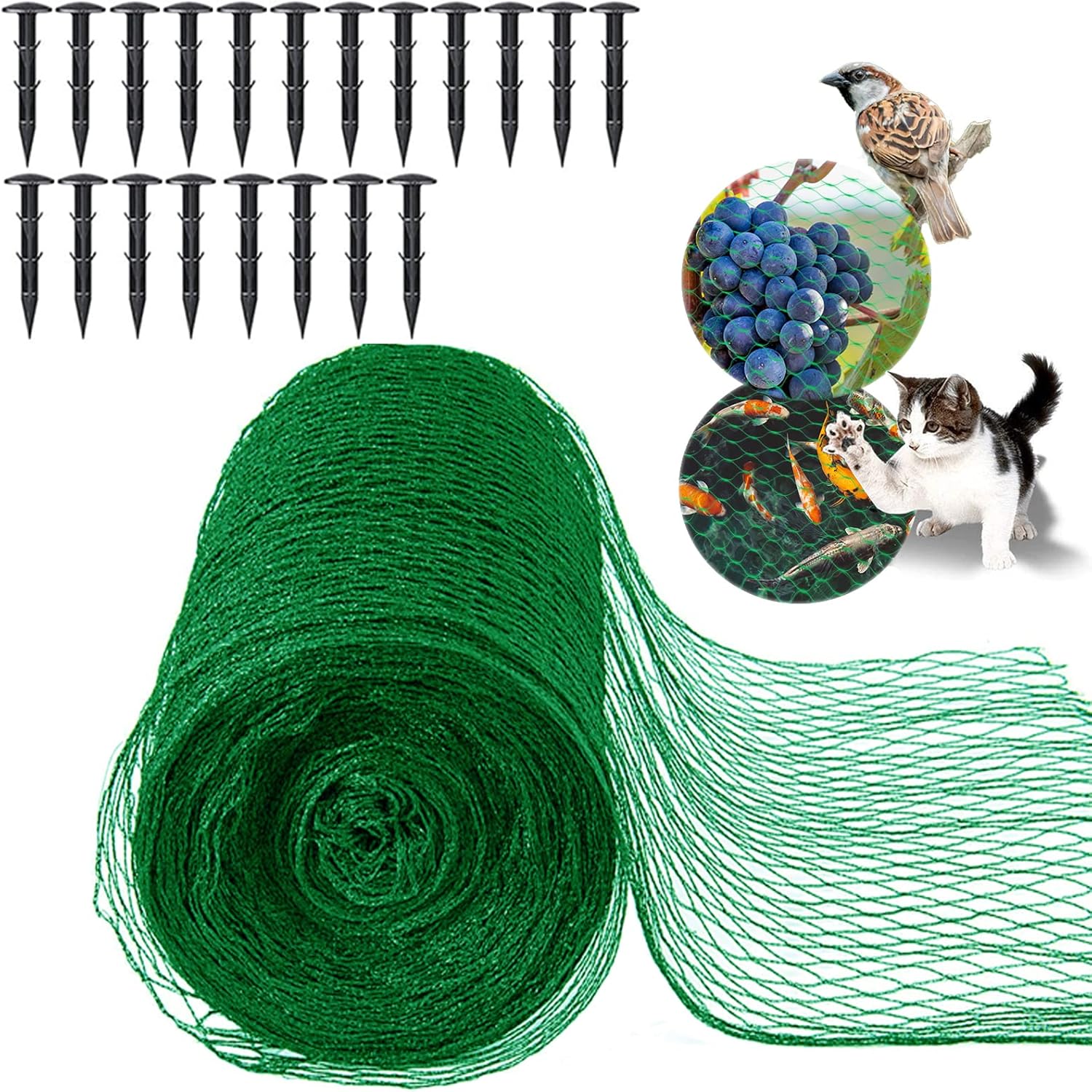 Garden Netting for Plants Fruit Veg Patch Grass Seeds, Anti Bird Netting Kit wit...