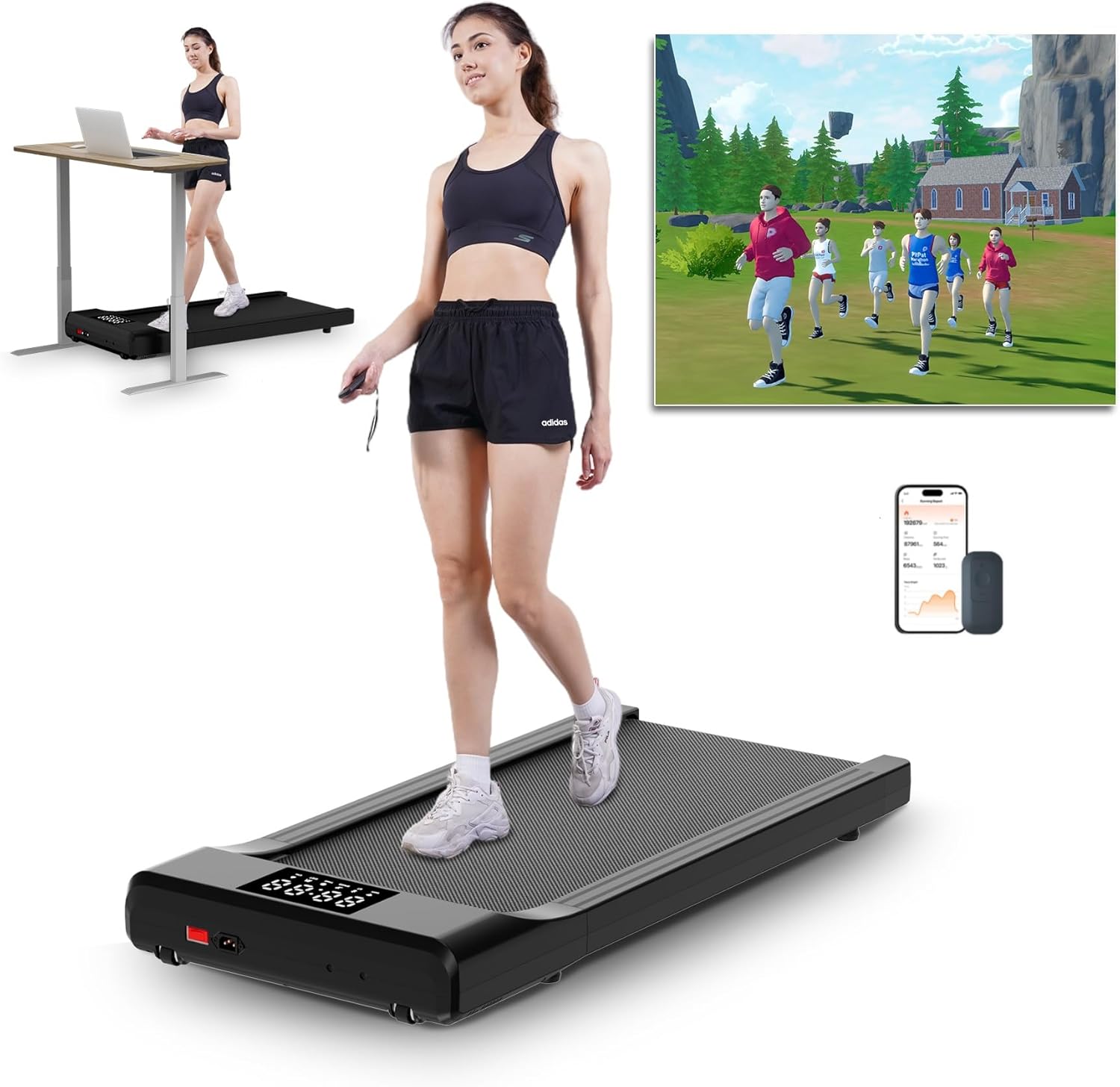DeerRun 2024 Raceable Walking Pad Treadmill Low Noise Under Desk Treadmills for...