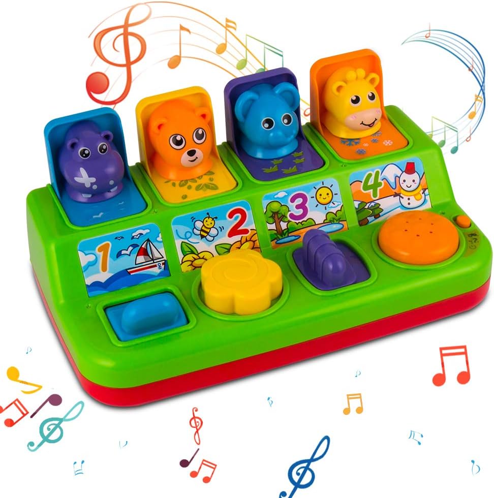 YEEBAY Interactive Pop Up Animals Toy with Music, Animal Sound, Activity Toys fo...