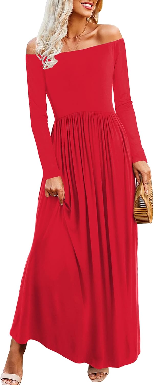 Amoretu Dress, Special Women's Long Sleeve Dress, Innovative Off Shoulder Maxi D...