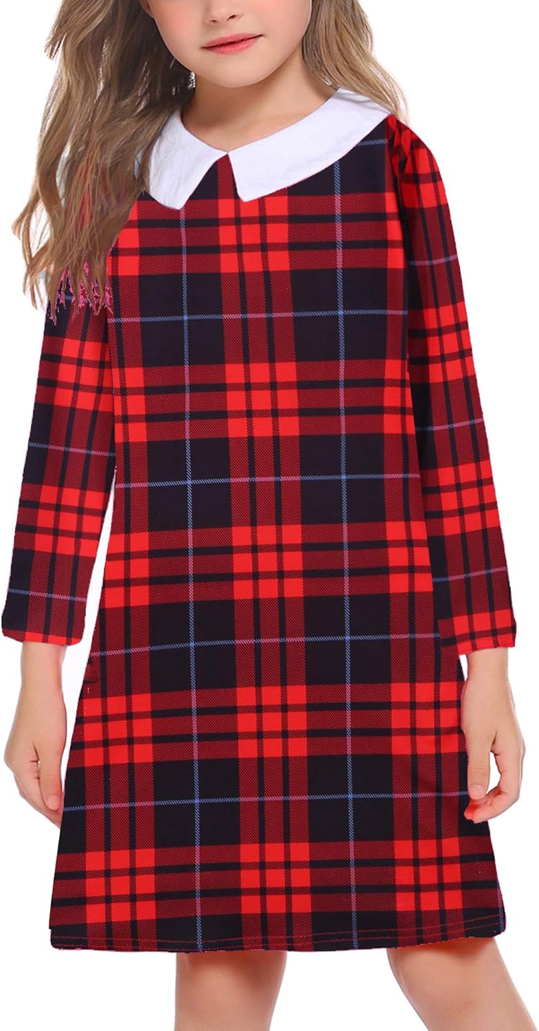 Arshiner Girls Dress, Special Long Sleeve Dress with Vintage Peter Pan Collar, U...