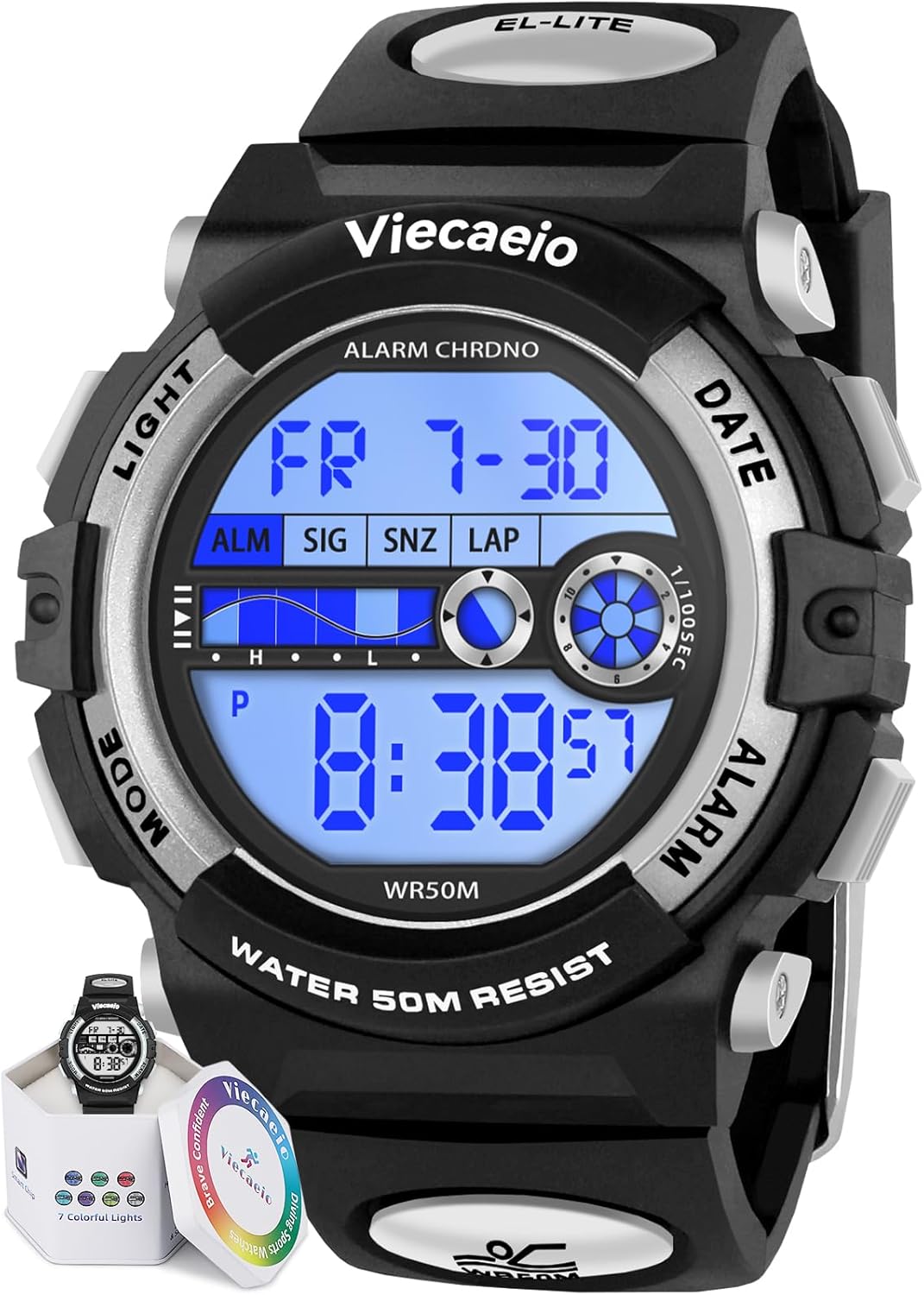 Kids Digital Watch for Boys Girls, Waterproof LED Colorful Lights Sports Watch S...