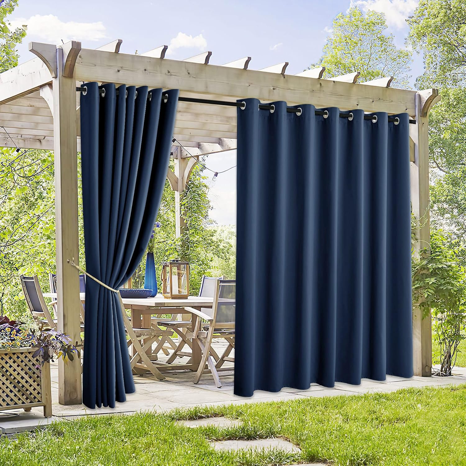 RYB HOME Outdoor Curtains, Special Extra Wide UV Protect Waterproof Curtains for...
