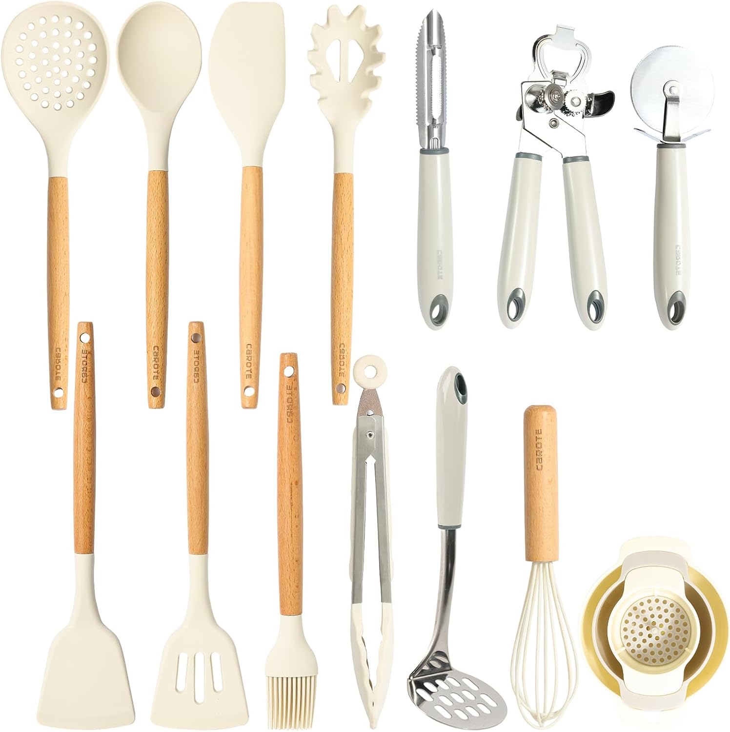 CAROTE Kitchen Utensil Set, Silicone Cooking Utensils Set, Heat Resistance Cooki...