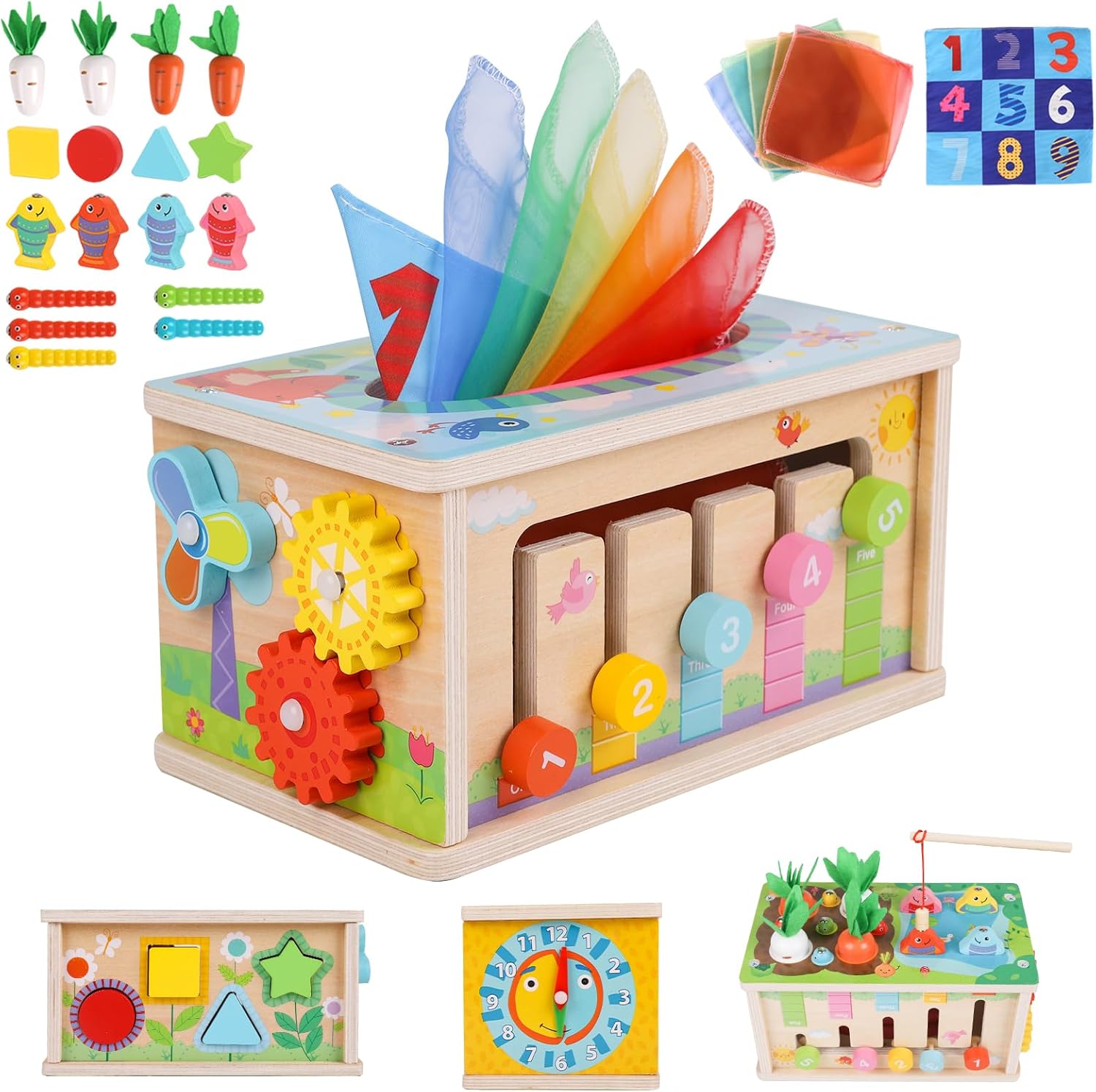 LZDMY Baby Sensory Toys for 1 year old, Montessori Toys 6-12 Months, 6 in 1 Wood...