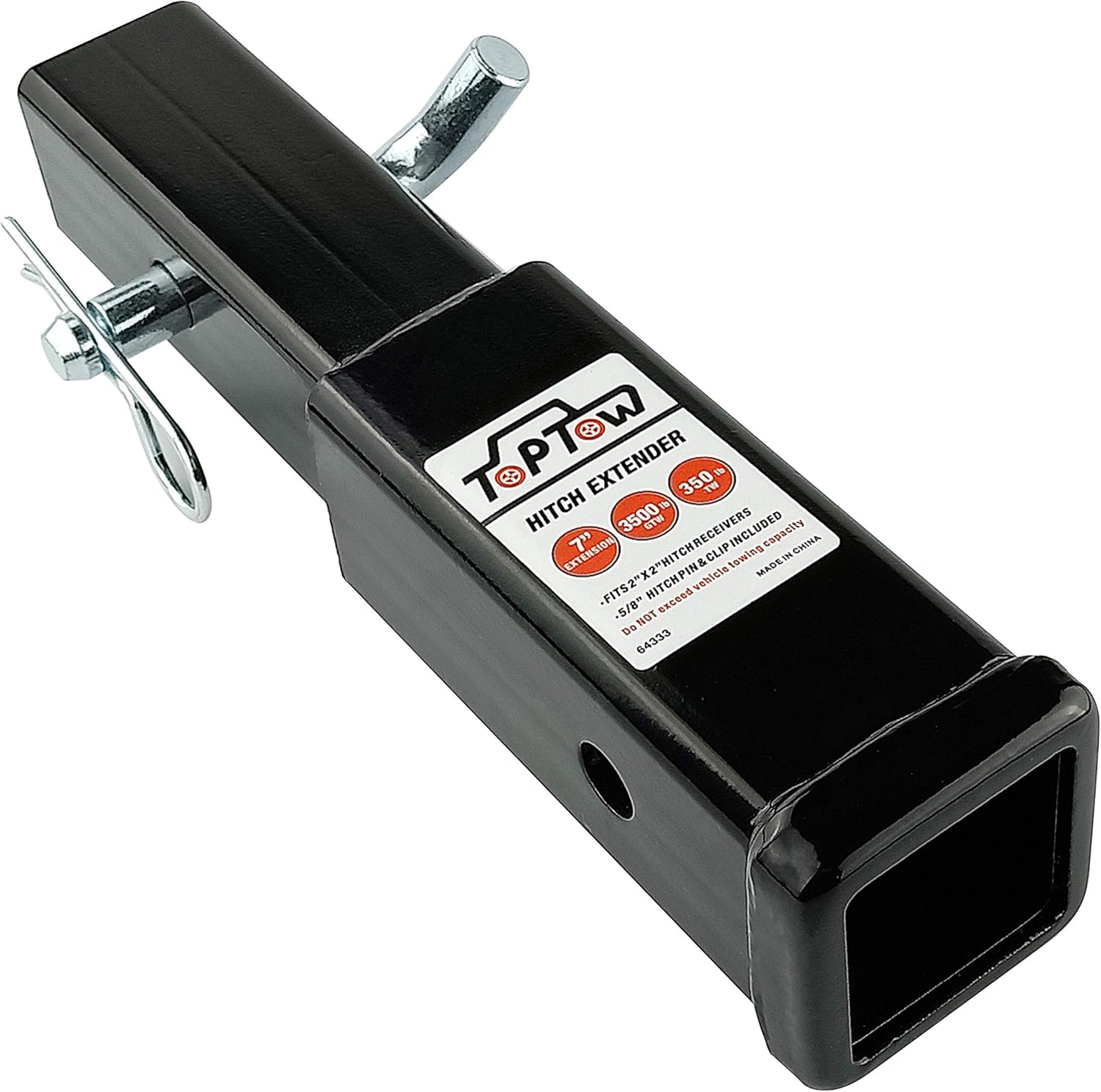 TOPTOW Hitch Extender, Fits for 2 inch Receiver, 7 inch Extension Length, with 5...