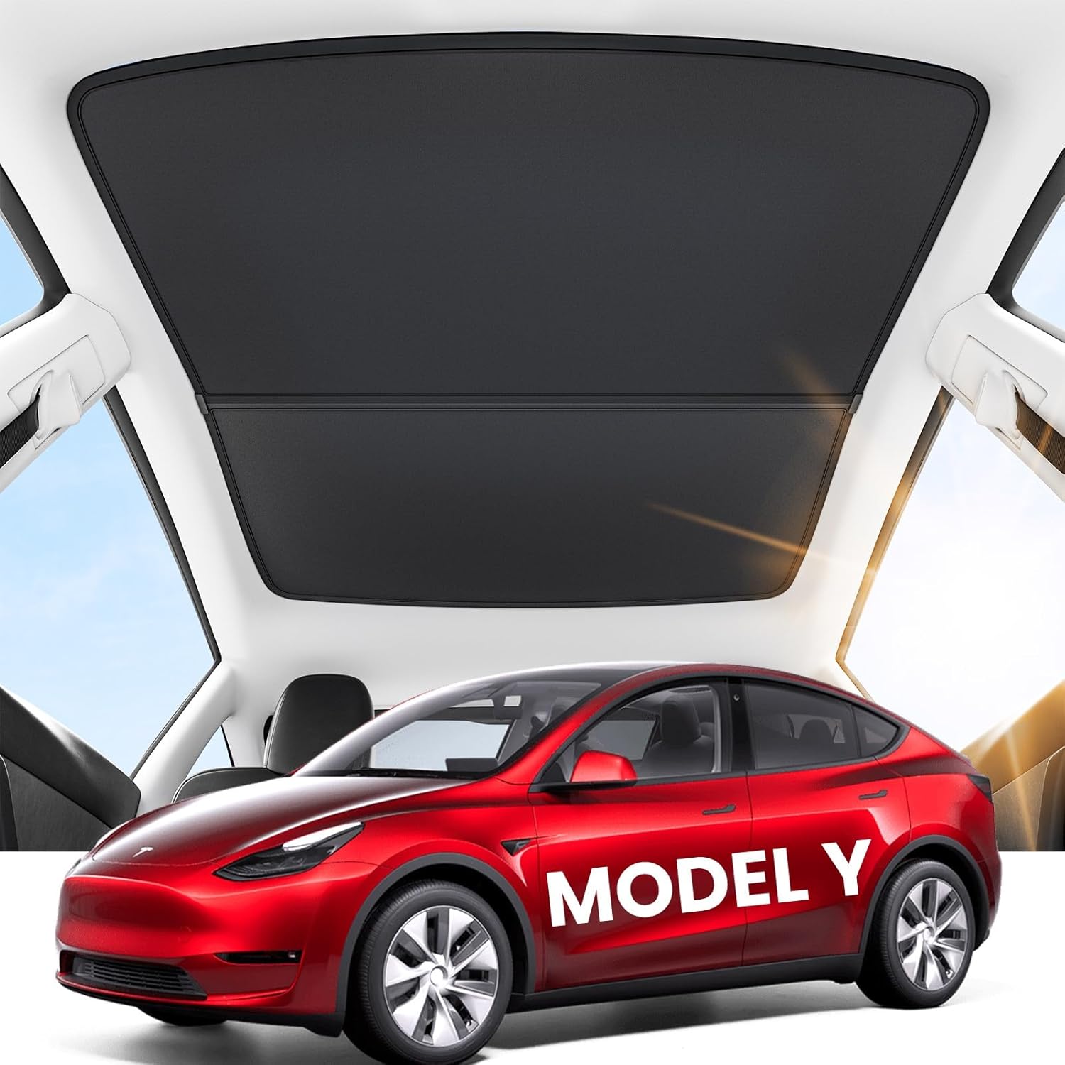 REEVAA 2024 Newest Tesla Model Y Sunshade Roof [No-Sagging, No Gaps] Magnetic-Mi...