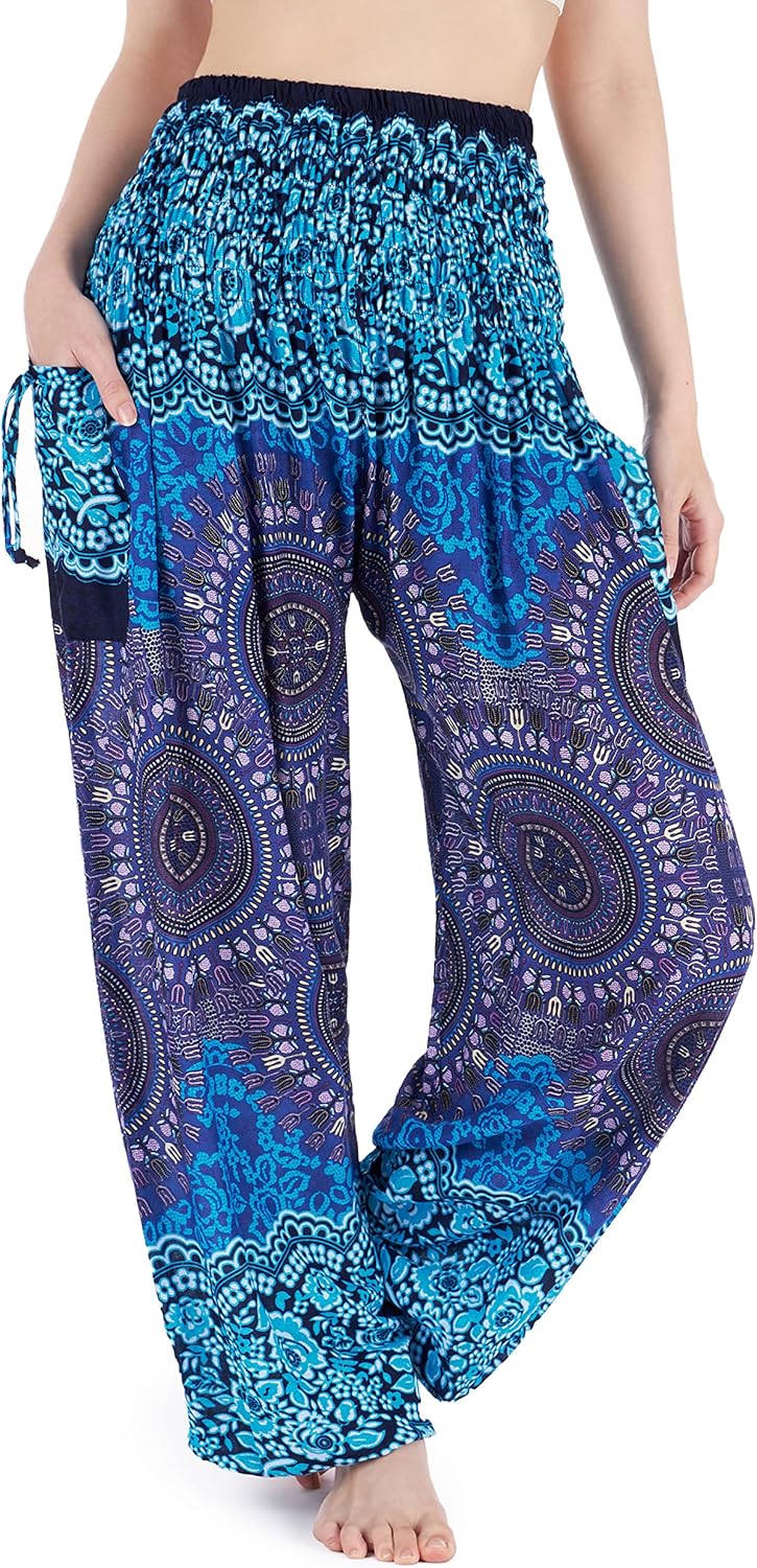 Lannaclothesdesign Harem Pants Women High Waist Bohemian Yoga Pants with Pockets...