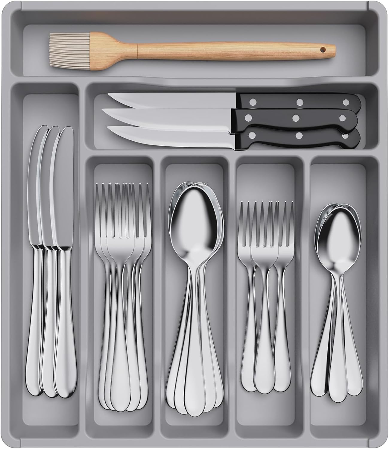 Lifewit Cutlery Drawer Organiser, Special Plastic Cutlery Tray for Kitchen Drawe...