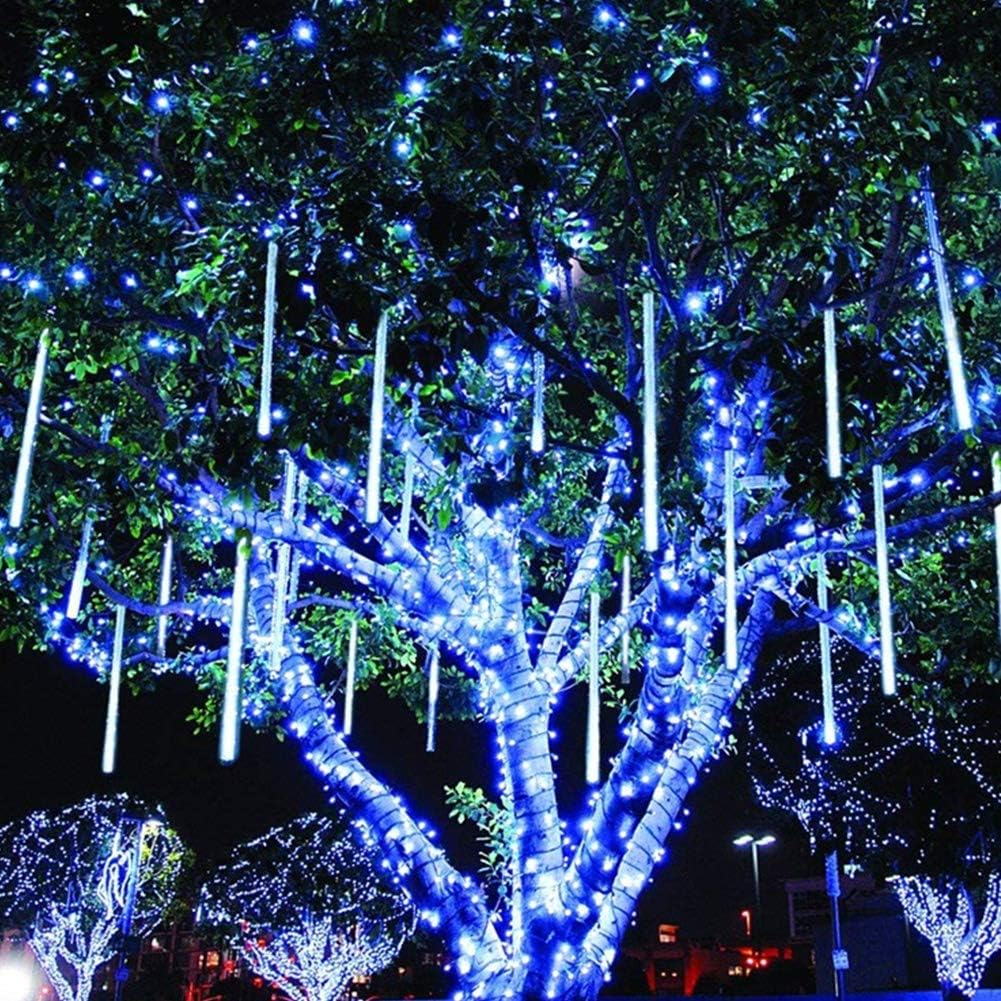 Twinkle Star Meteor Shower Lights Outdoor, 288 LED 8 Tubes Icicle Lights for Out...