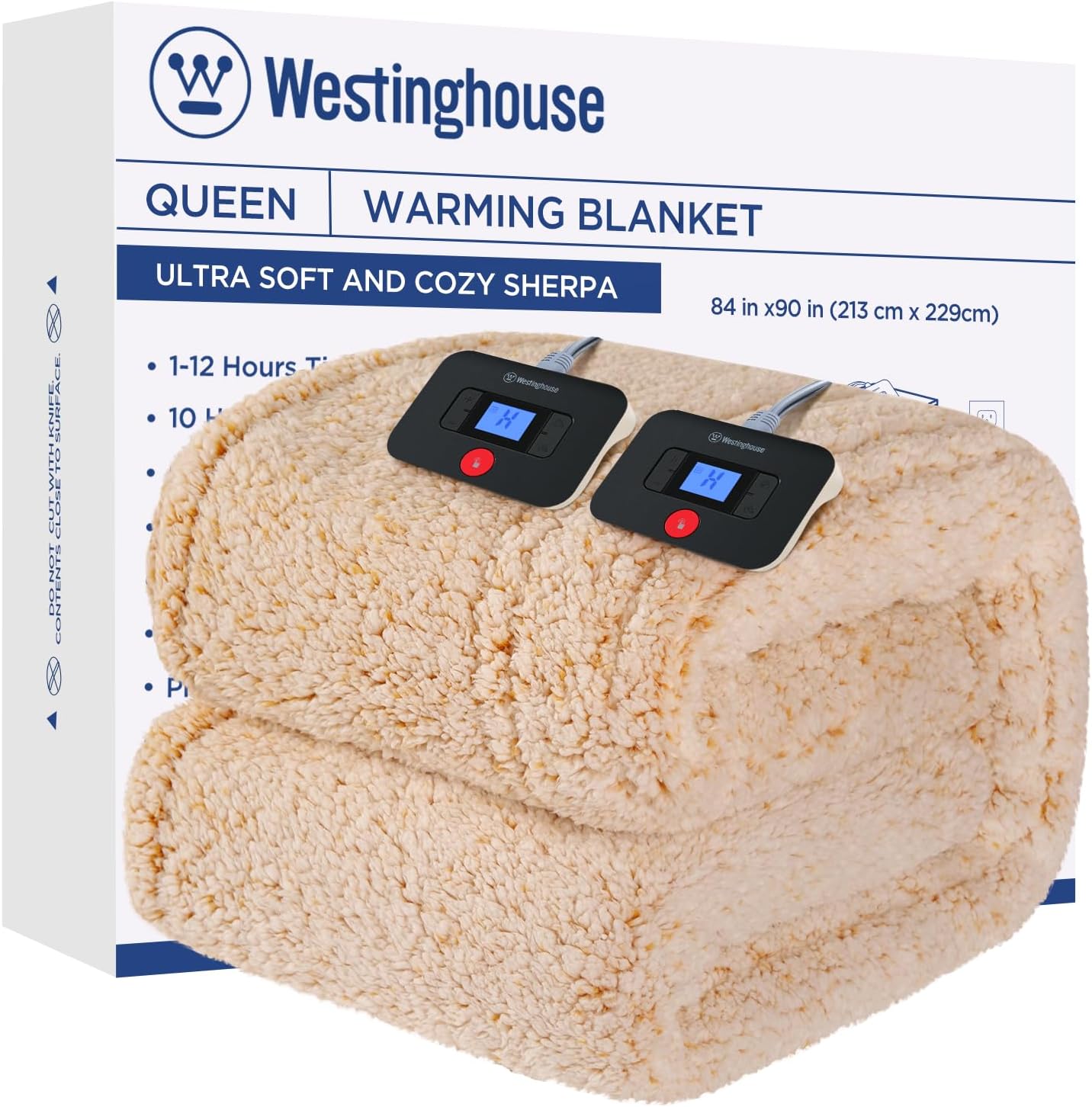 Westinghouse Electric Blanket Queen Size, Soft Plush Sherpa Heated Blanket with...