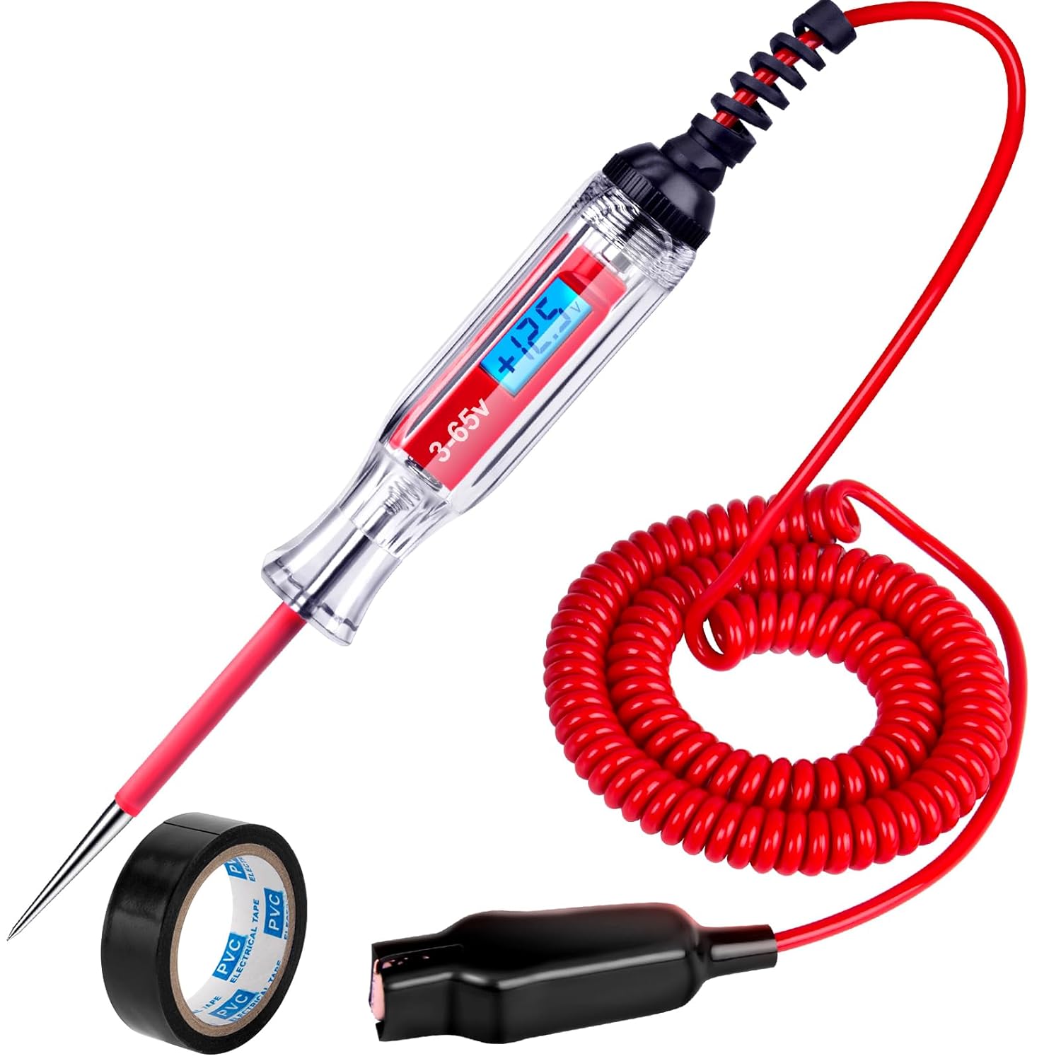 Heavy Duty 3-65V Backlit Digital LCD Circuit Tester, Test Light with 140 Inch Ex...