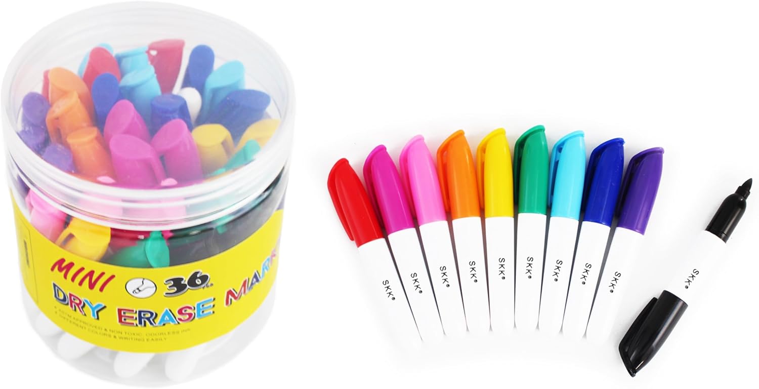 36 Pcs Mini Dry Erase Markers, Whiteboard Markers, Marker Pens 3.5'', Markers Mi...