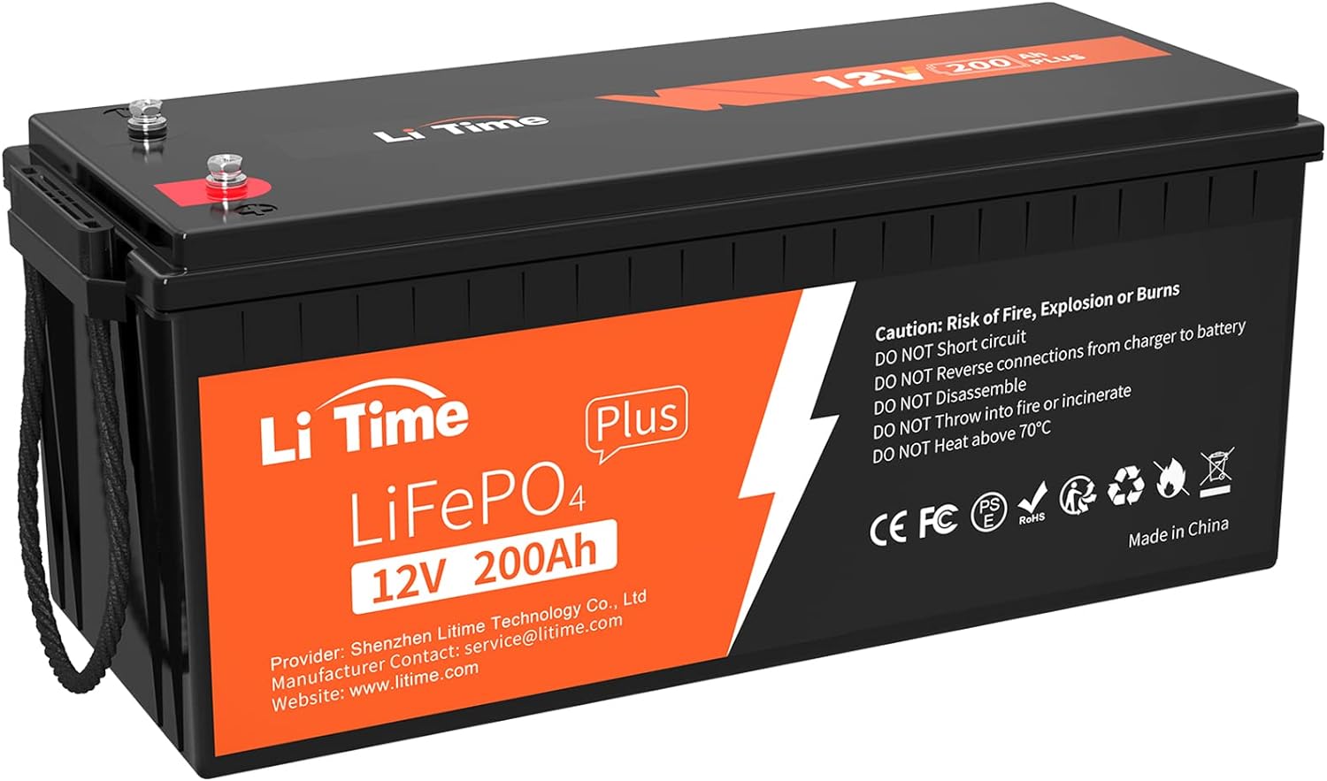 LiTime 12V 200Ah PLUS Lithium LiFePO4 Battery, Built-in 200A BMS, 4000+ Deep Cyc...