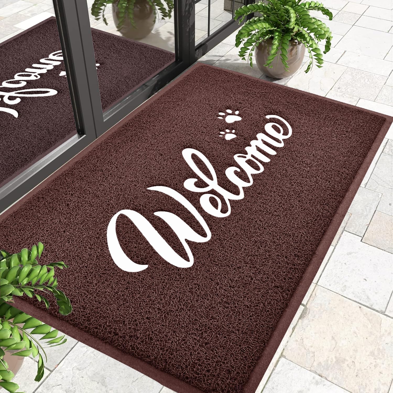 Door Mat Welcome, Outdoor/Indoor Heavy Duty Non Slip Doormat for Front Door Enta...