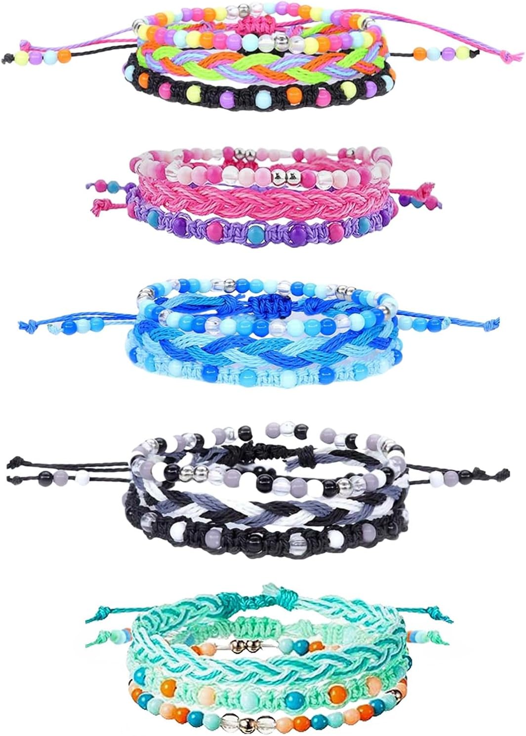 15pcs Braided Beaded Friendship Bracelets for Teens Girls Handmade Stackable Wov...