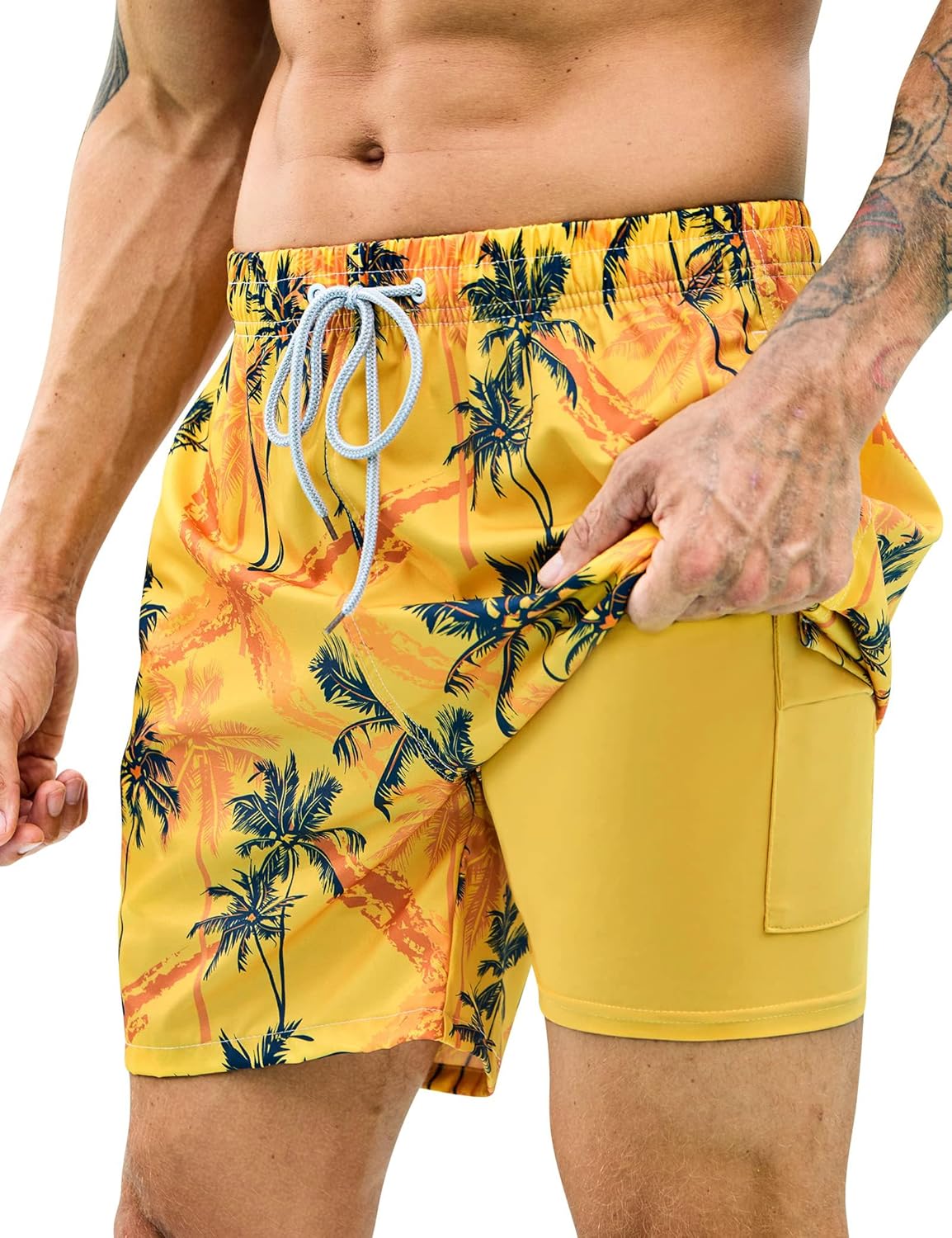 Men's Swim Trunks, Special Swimwear with Compression Liner Bathing Suits, Innova...