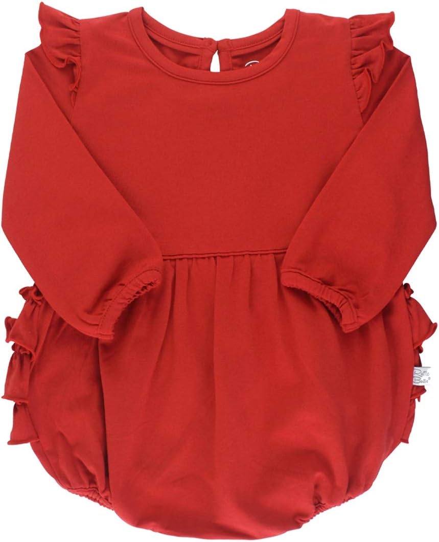 RuffleButts® Baby/Toddler Girls Long Sleeve Bubble Rompers 3-6 Months Red