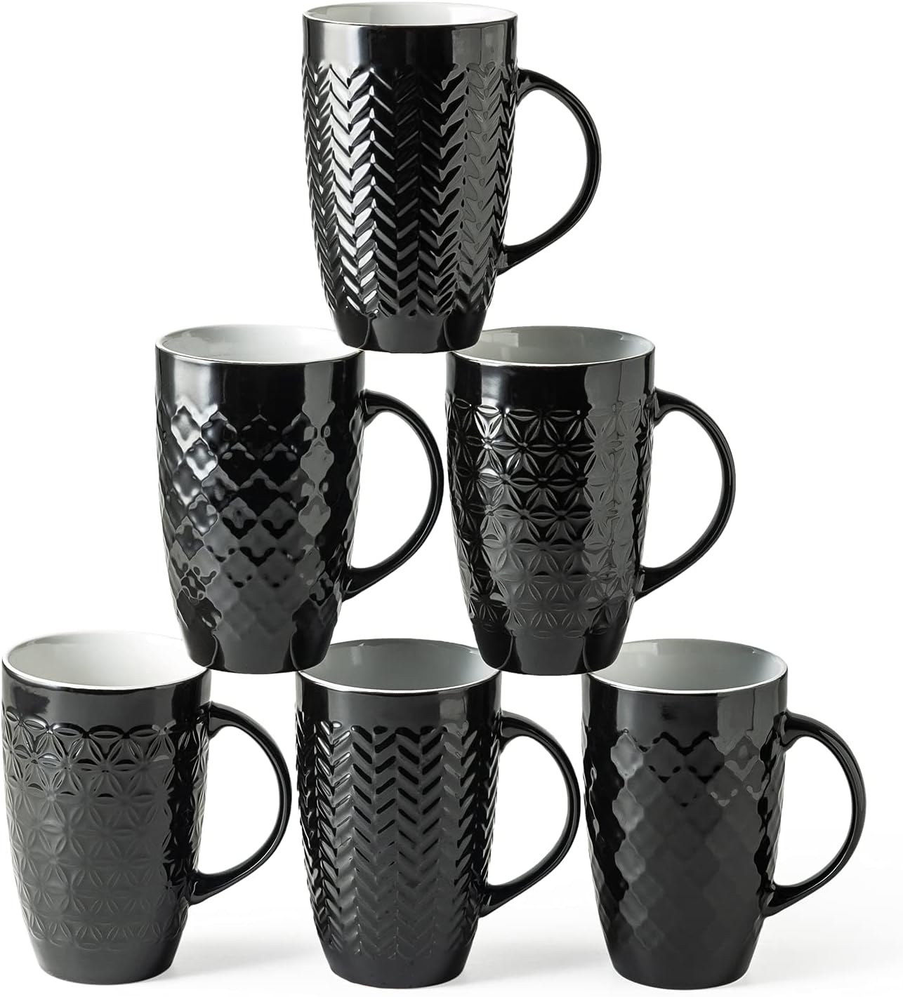 AmorArc Large Coffee Mugs Set, Premium Ceramic Tall Coffee Mugs with Textured Ge...
