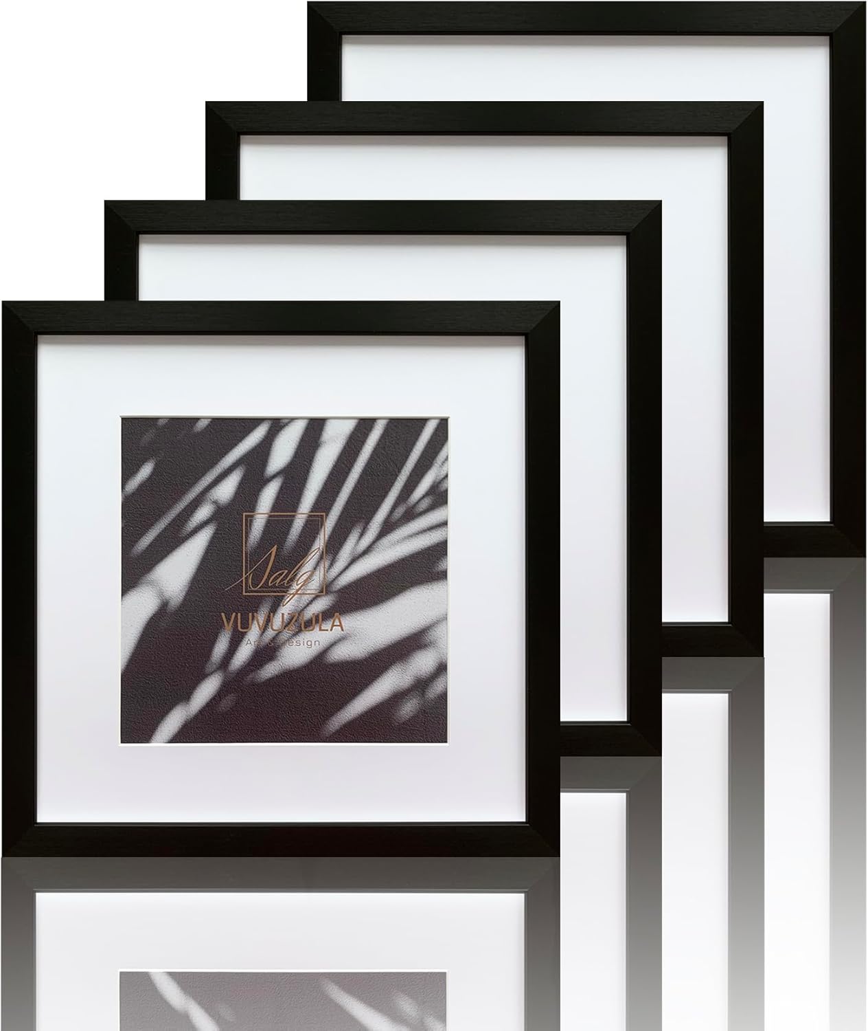 VUVUZULA 12x12 Inch Square Picture Frames Black Set of 4 Photo Frame with Mount...
