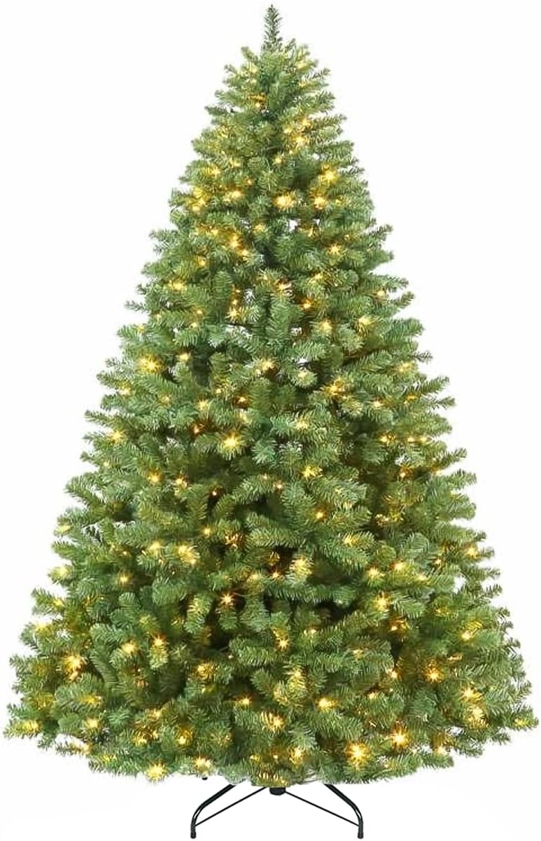 Hykolity 6.5 ft Prelit Christmas Tree, Artificial Christmas Tree with 400 Warm W...